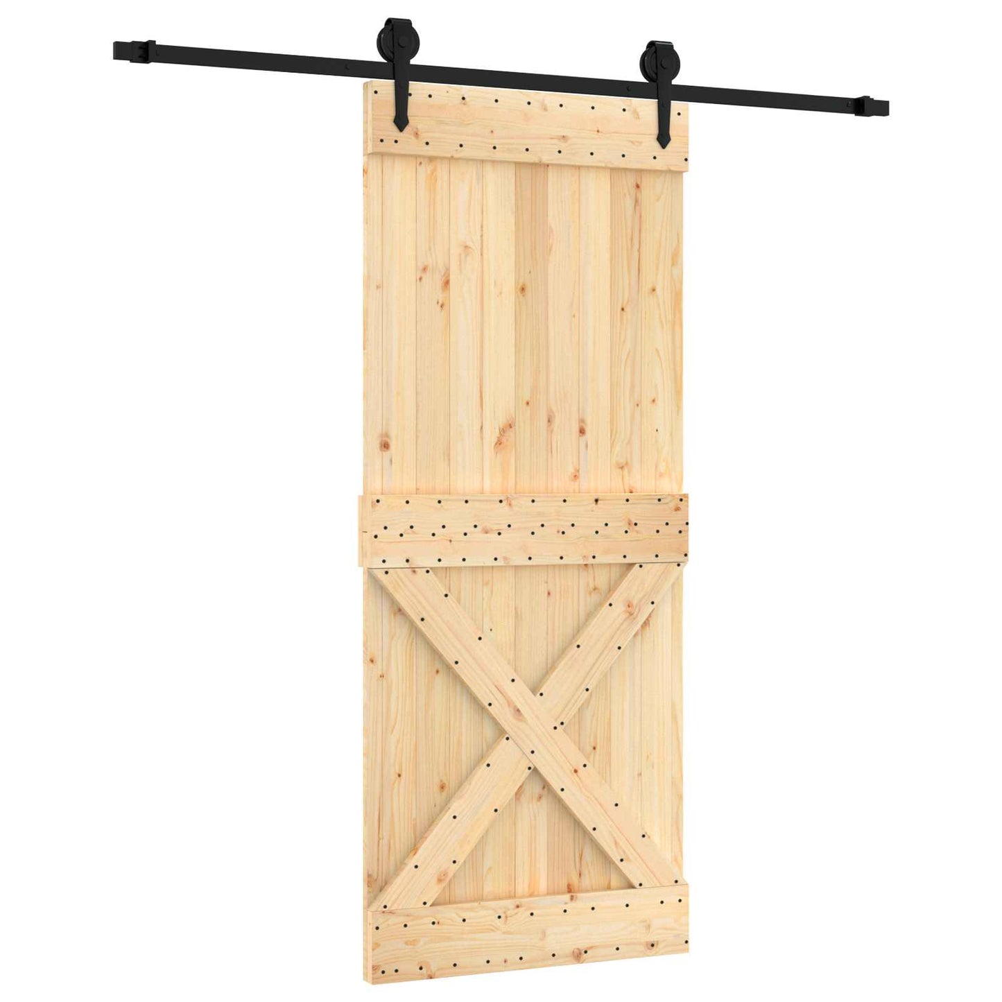 Schiebetür Natürlich und Schwarz 85 x 210 cm Massivkiefer
