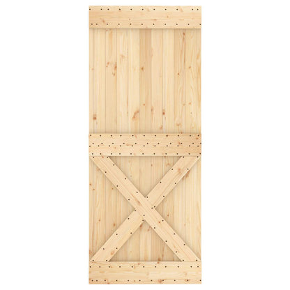 Schiebetür Natürlich und Schwarz 85 x 210 cm Massivkiefer