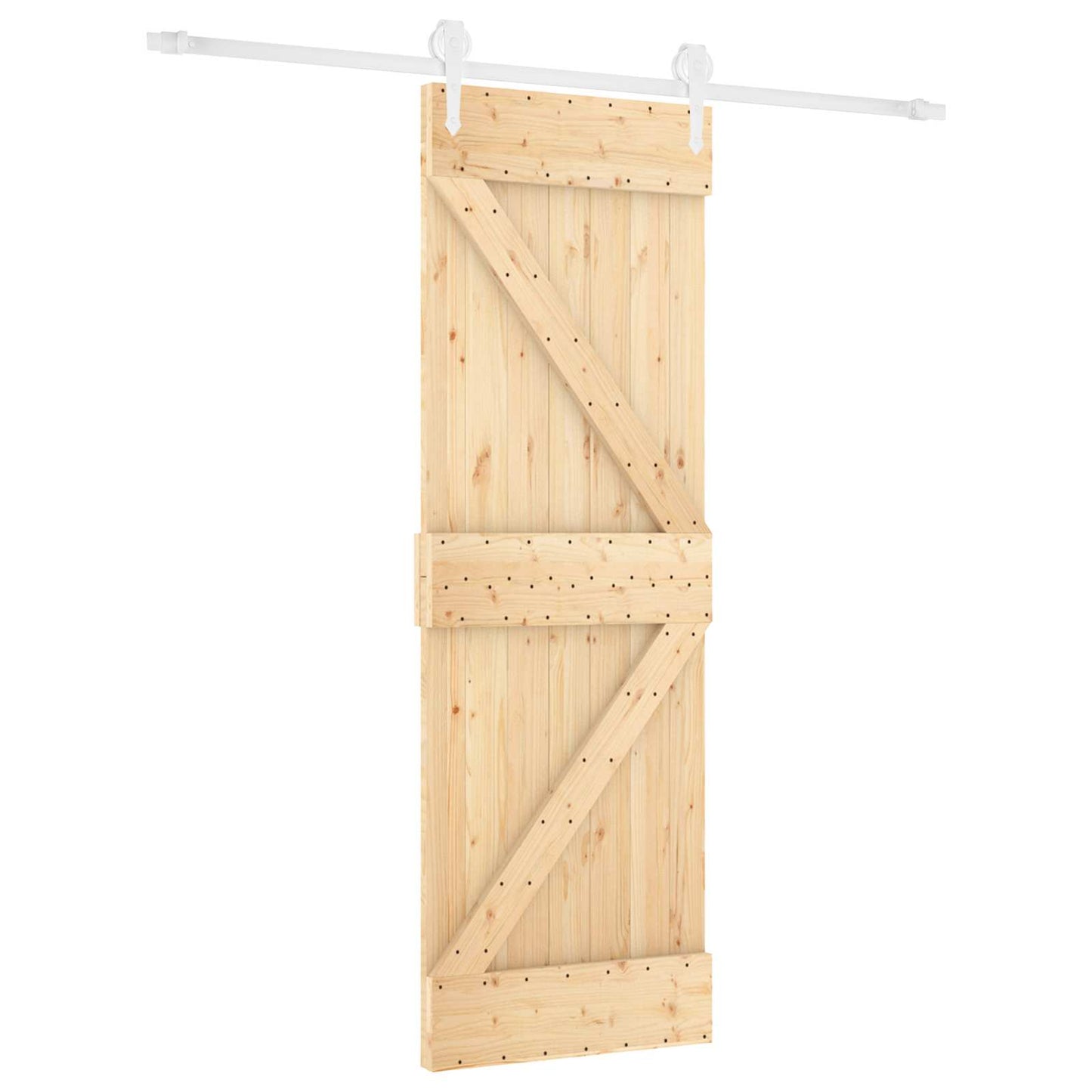 Schiebetür Natürlich und Weiß 70 x 210 cm Massivkiefer