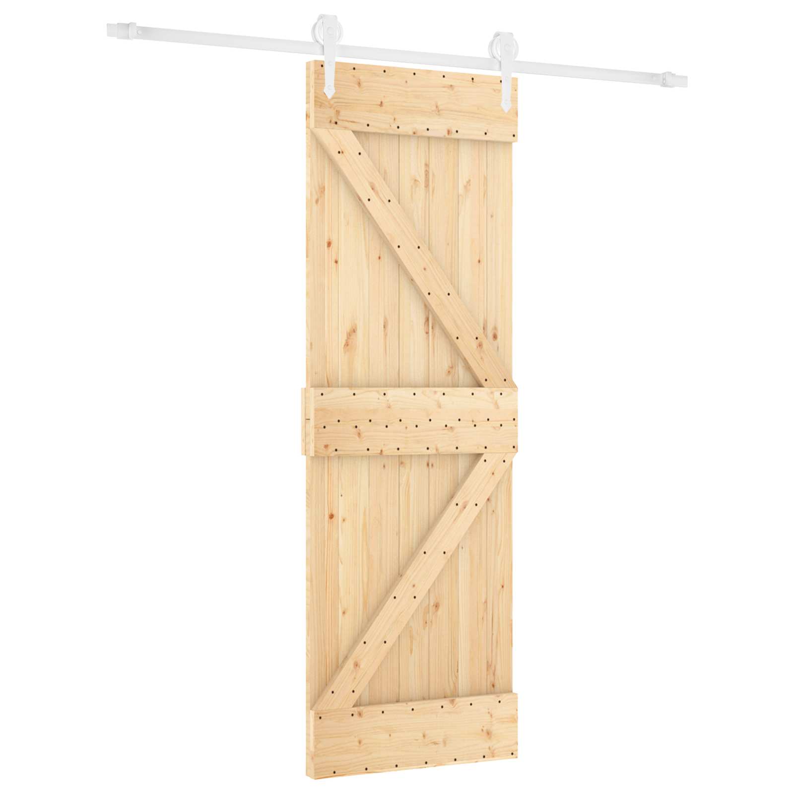 Schiebetür Natürlich und Weiß 70 x 210 cm Massivkiefer