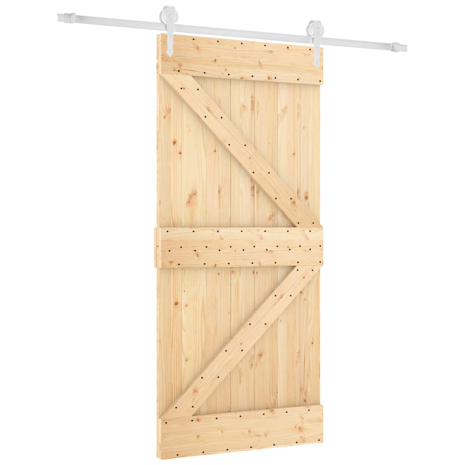 Schiebetür Natürlich und Weiß 95 x 210 cm Massivkiefer