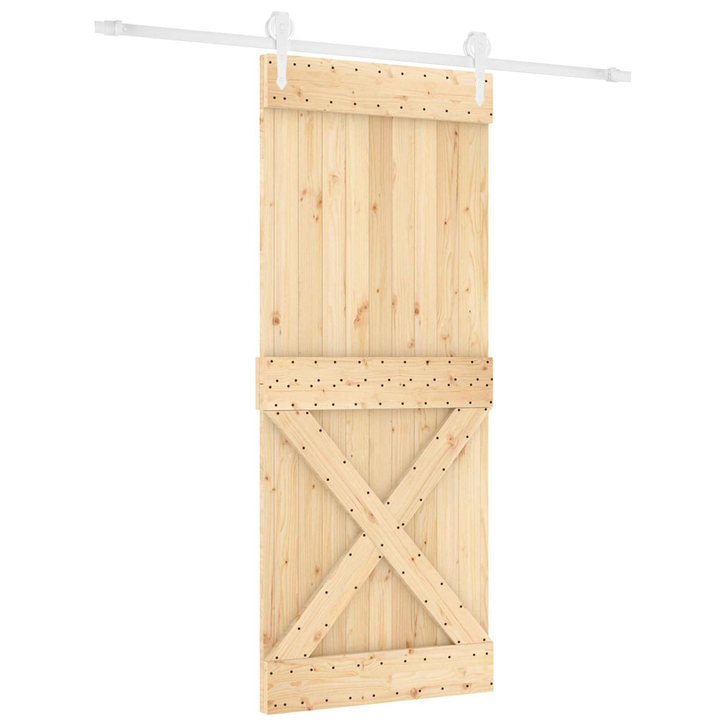 Schiebetür Natürlich und Weiß 100 x 210 cm Massives Kiefernholz