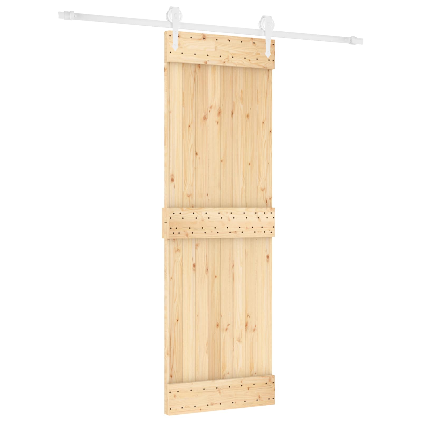 Schiebetür Natürlich und Weiß 70 x 210 cm Massivkiefer