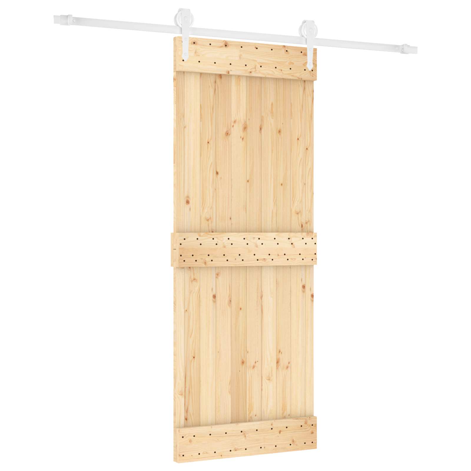 Schiebetür Natürlich und Weiß 80 x 210 cm Massivkiefer