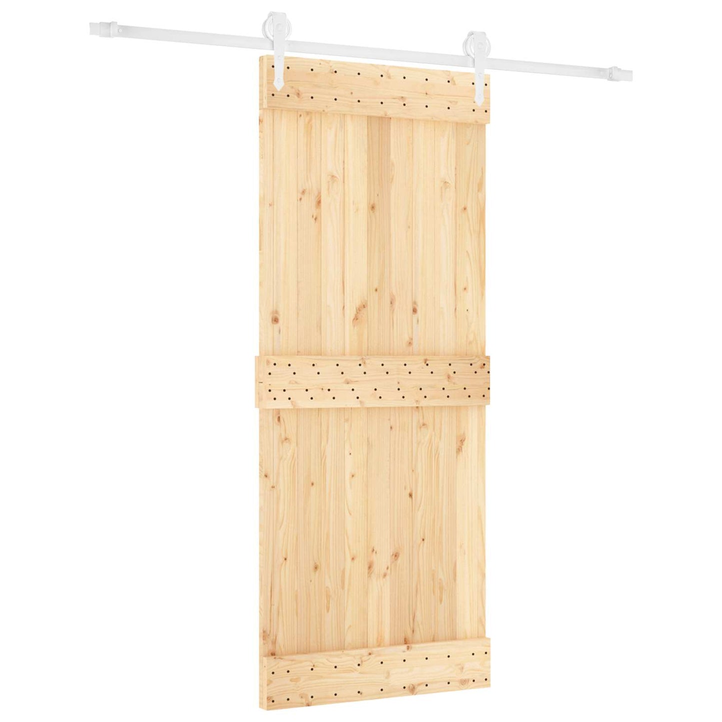 Schiebetür Natürlich und Weiß 85 x 210 cm Massivkiefer