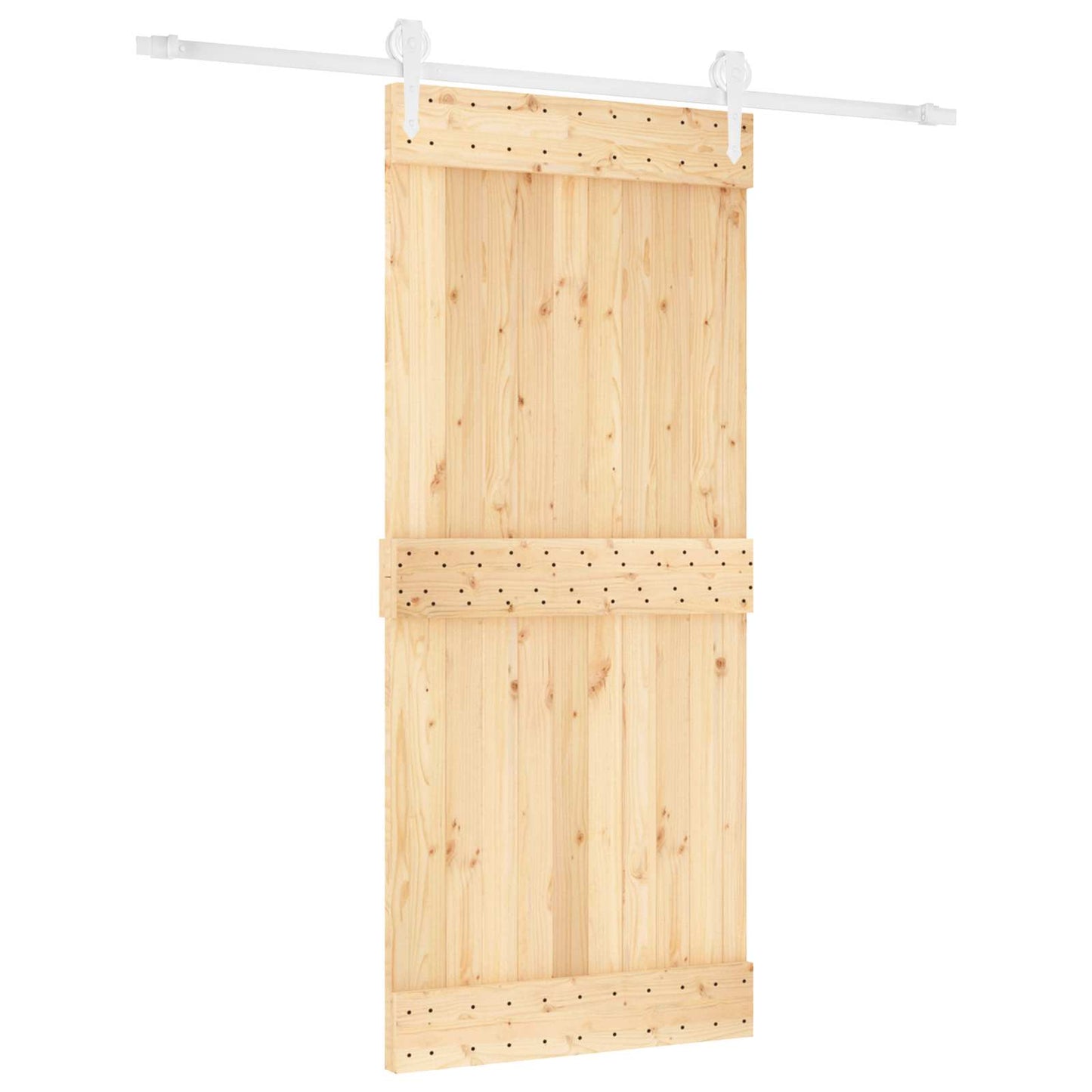 Schiebetür Natürlich und Weiß 90 x 210 cm Massivkiefer