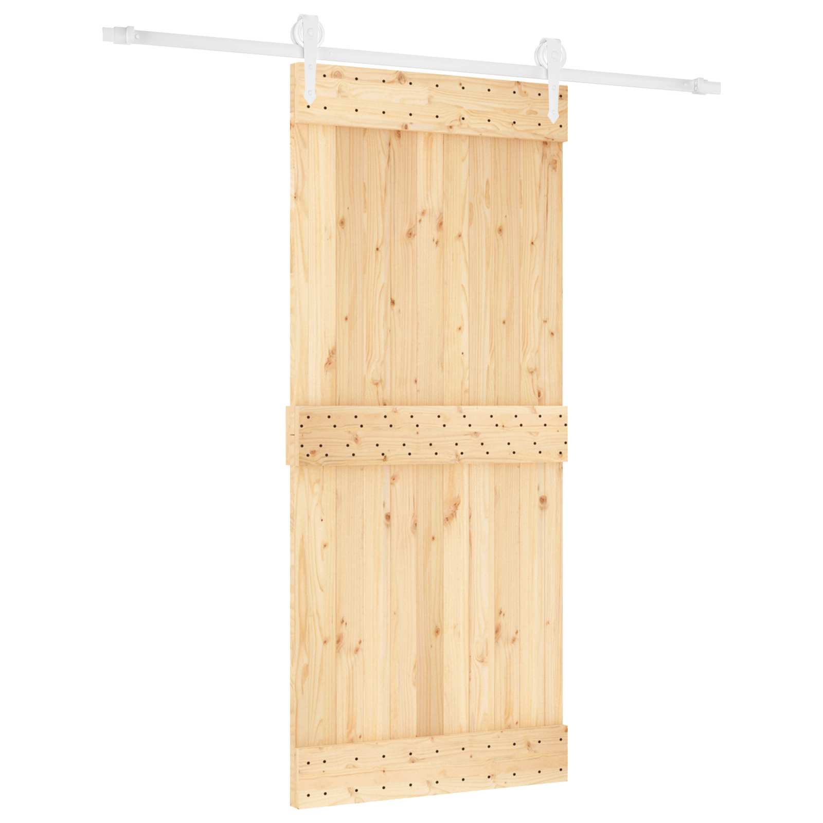 Schiebetür Natürlich und Weiß 90 x 210 cm Massivkiefer
