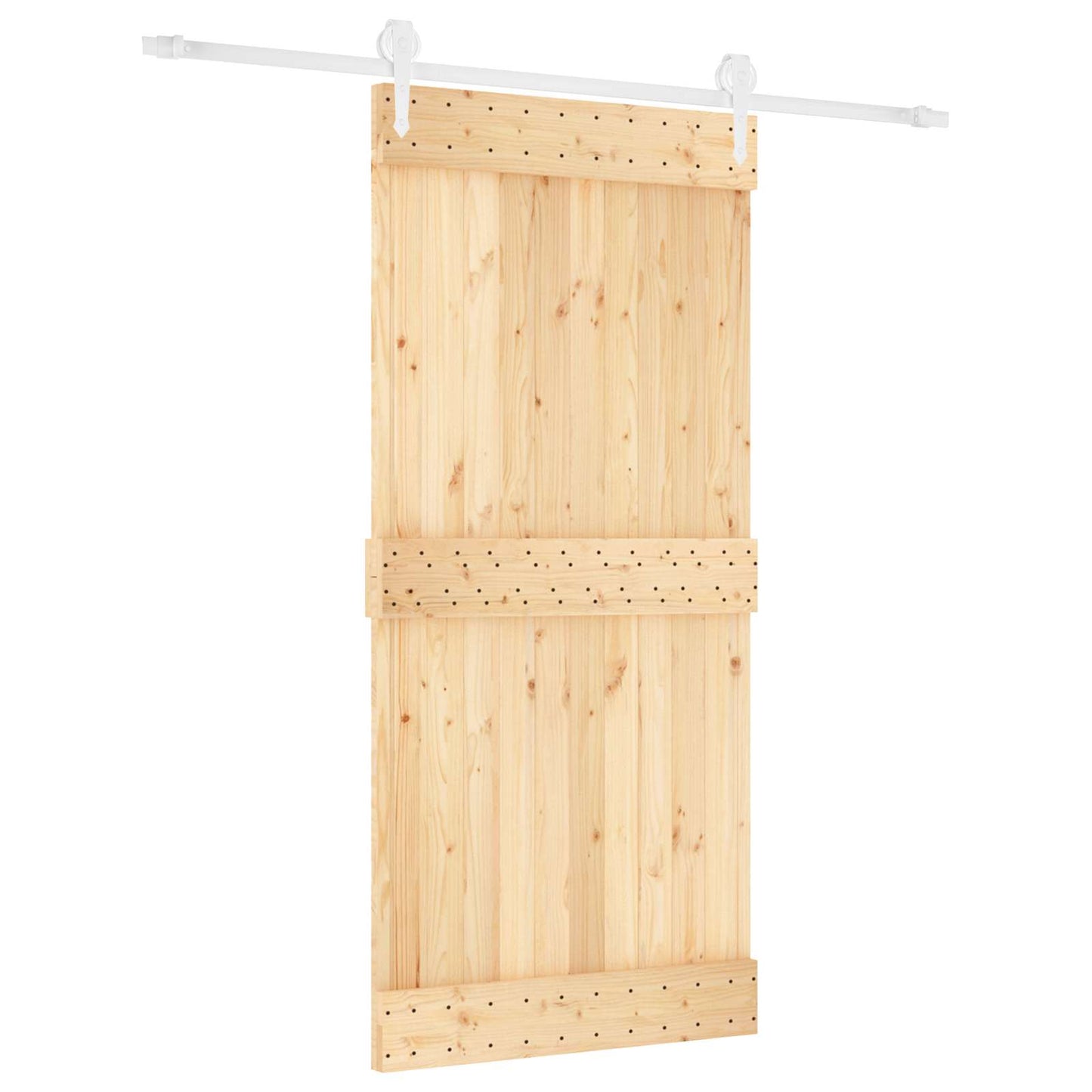 Schiebetür Natürlich und Weiß 95 x 210 cm Massivkiefer
