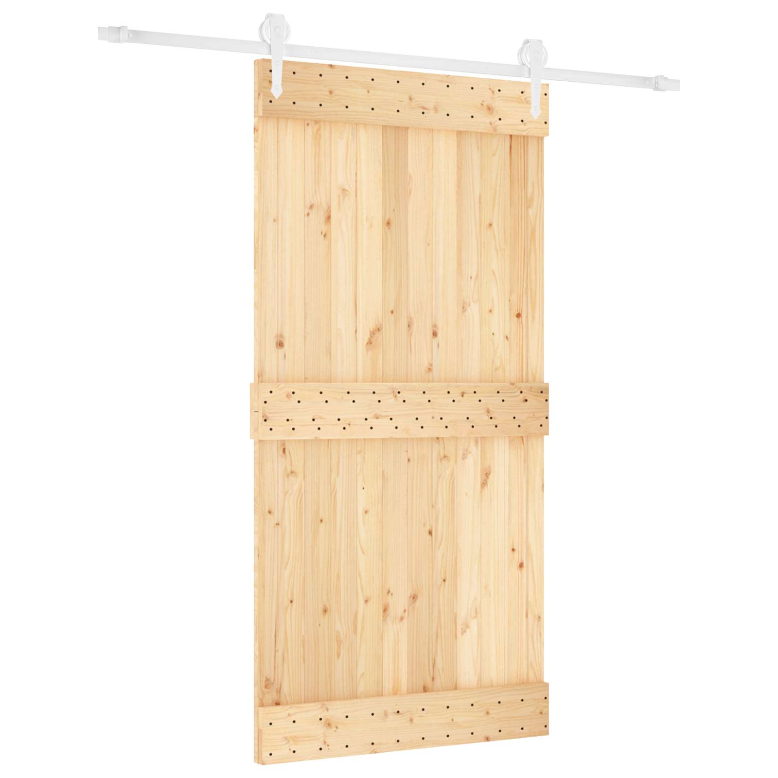 Schiebetür Natürlich und Weiß 100 x 210 cm Massivkiefer