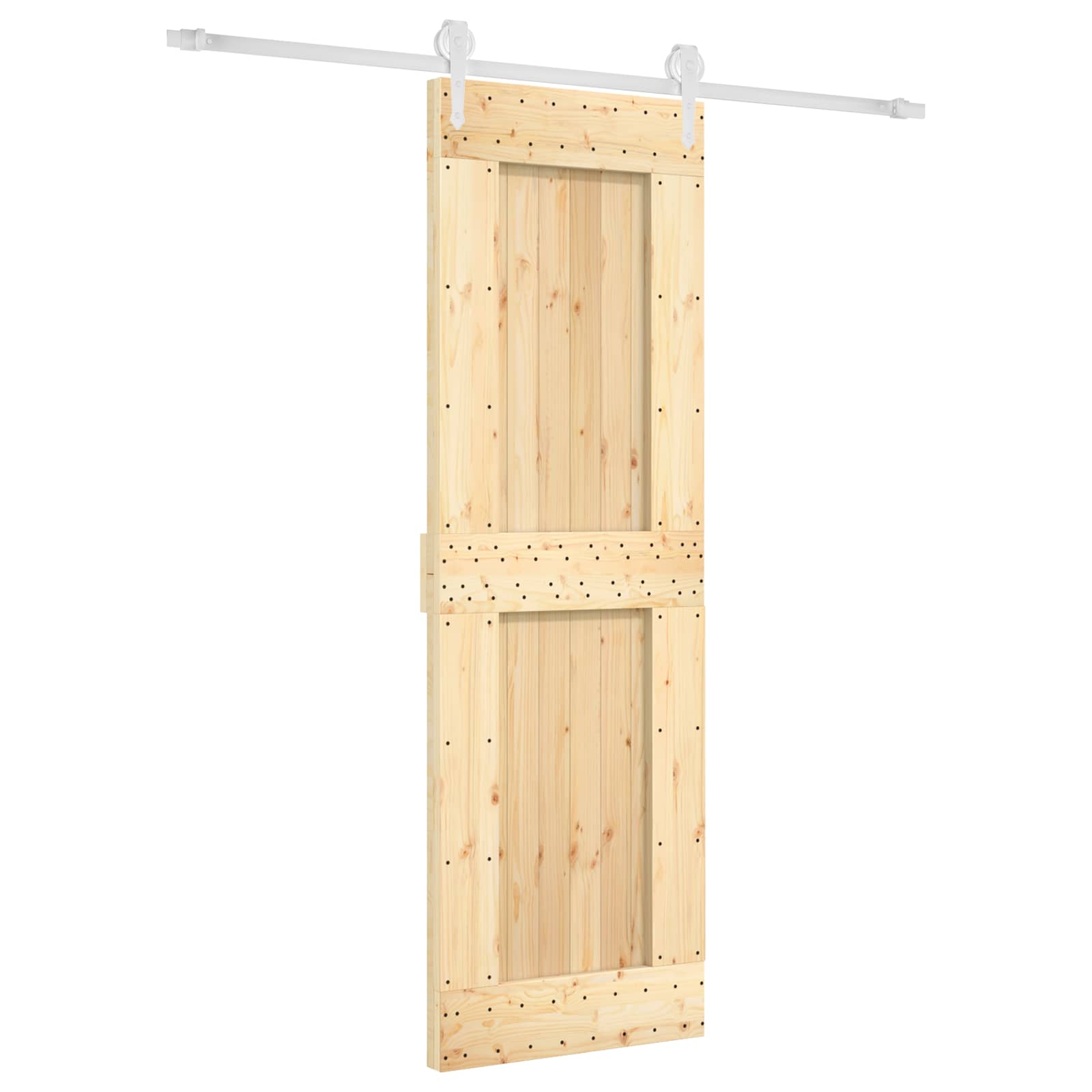 Schiebetür Natürlich und Weiß 70 x 210 cm Massivkiefer