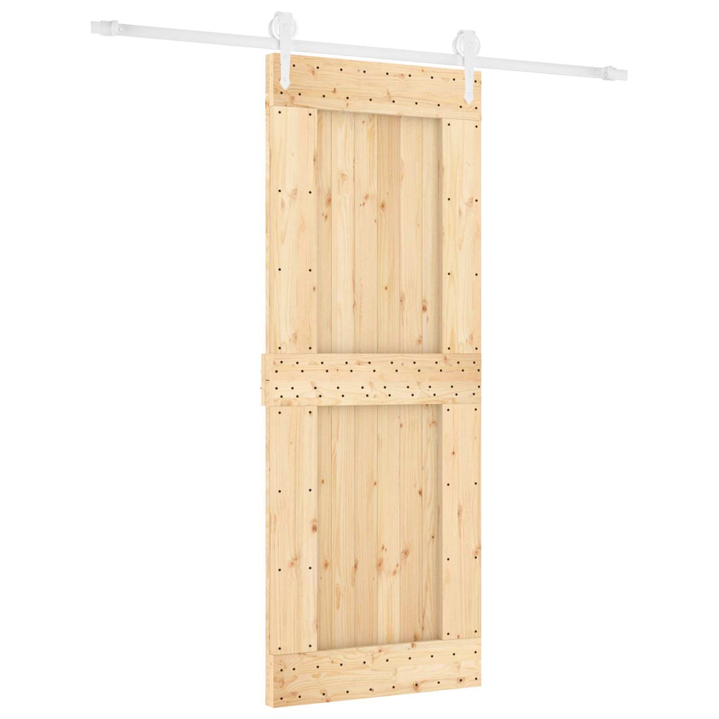 Schiebetür Natürlich und Weiß 80 x 210 cm Massivkiefer
