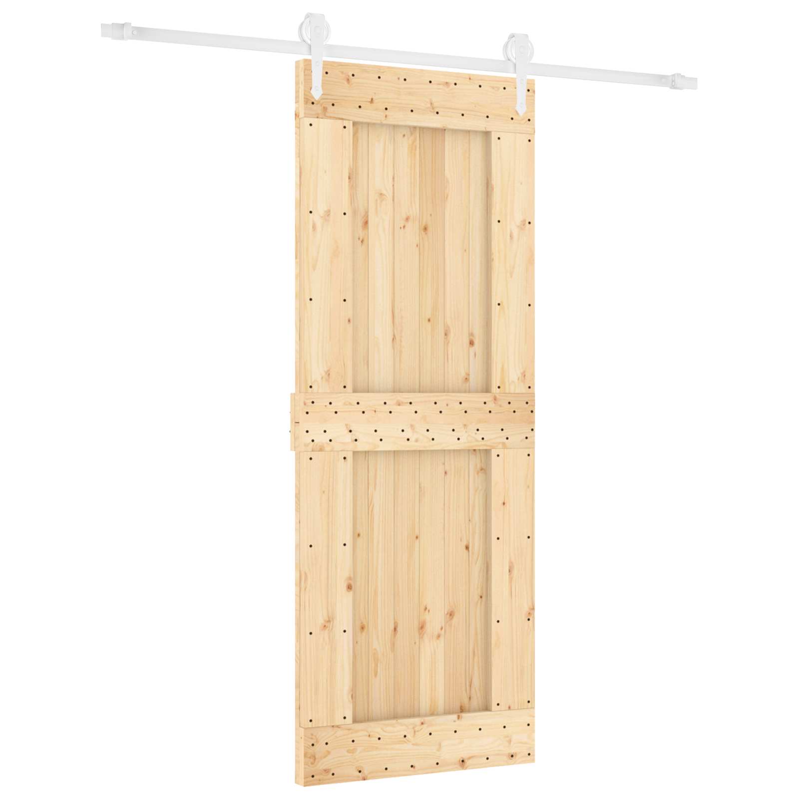 Schiebetür Natürlich und Weiß 80 x 210 cm Massivkiefer
