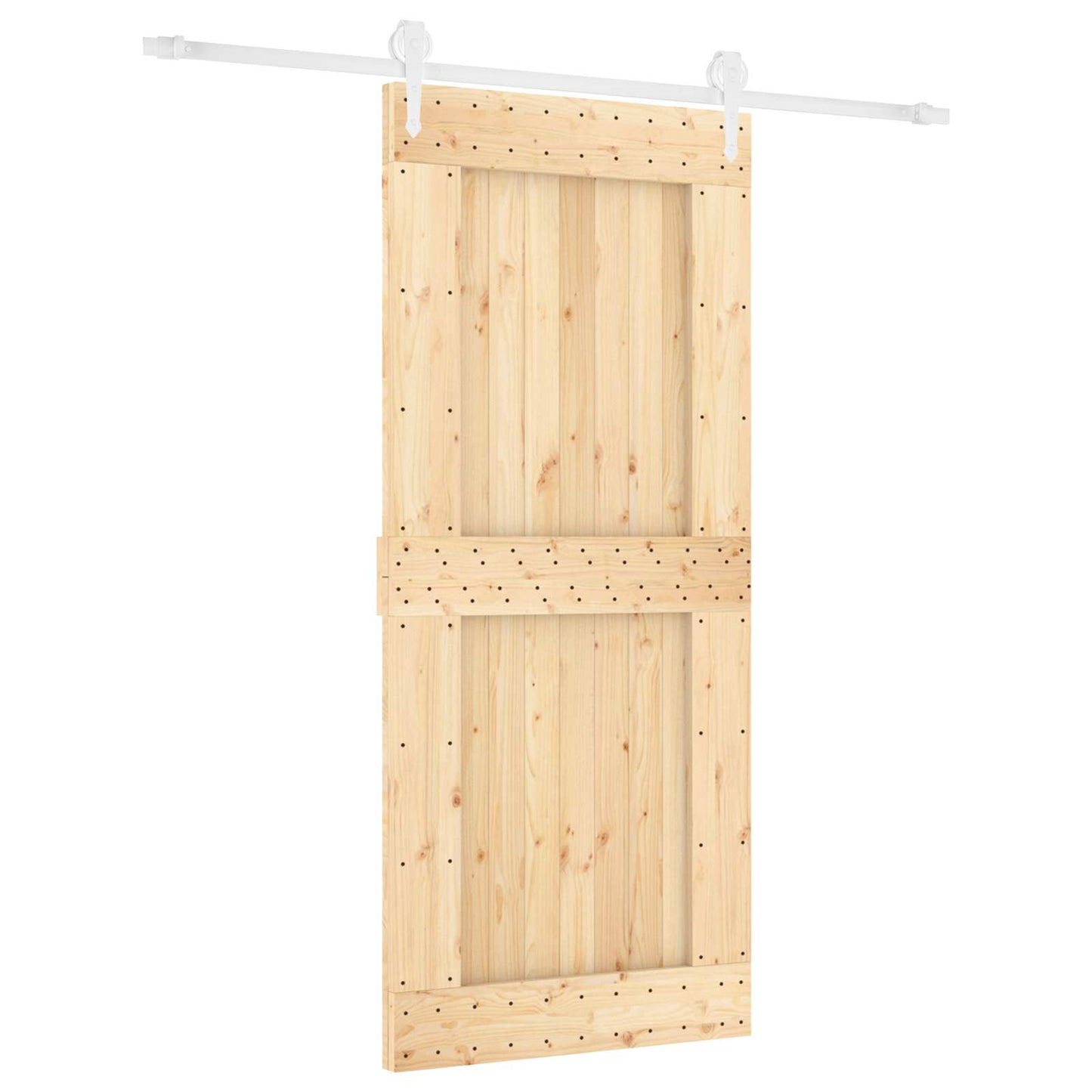 Schiebetür Natürlich und Weiß 90 x 210 cm Massivkiefer