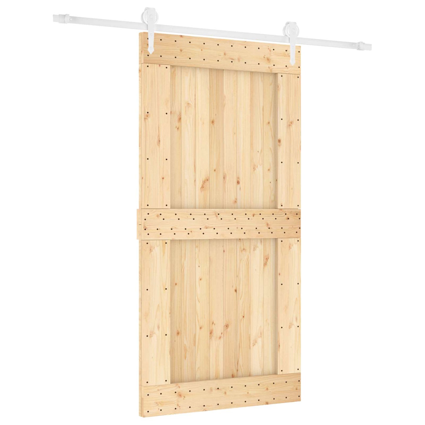 Schiebetür Natürlich und Weiß 100 x 210 cm Massivkiefer