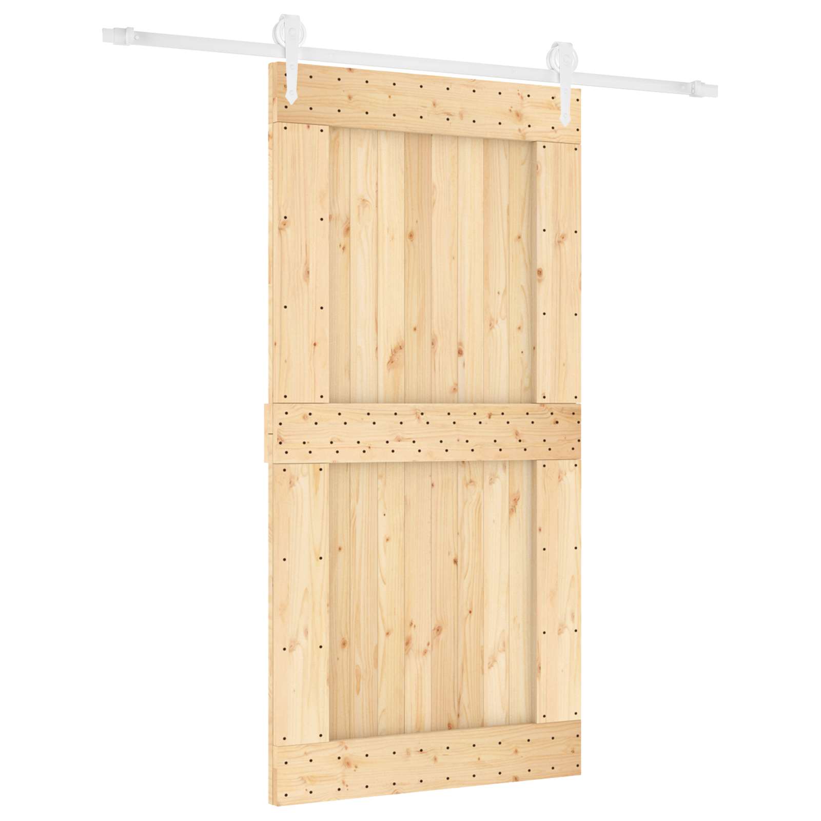 Schiebetür Natürlich und Weiß 100 x 210 cm Massivkiefer