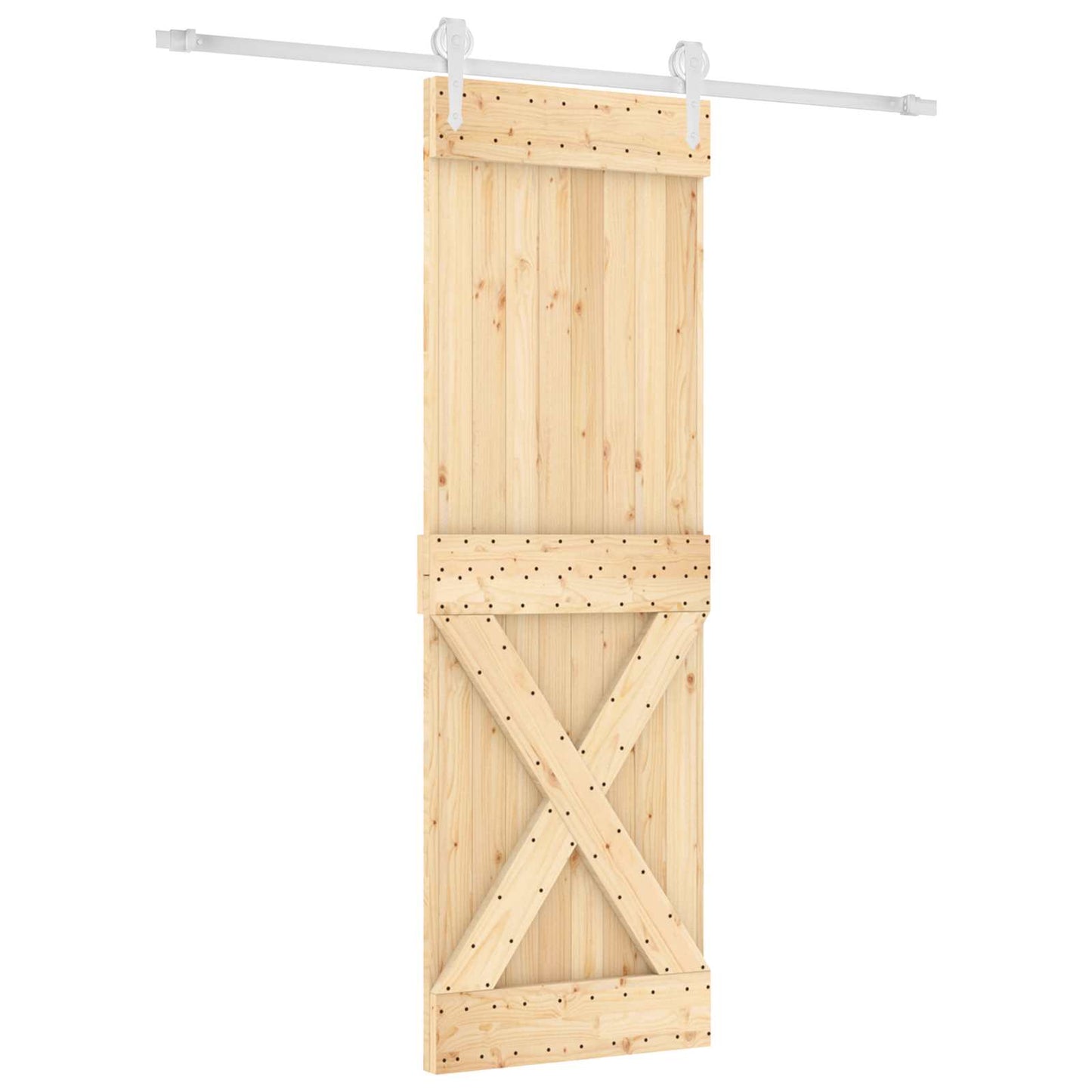 Schiebetür Natürlich und Weiß 70 x 210 cm Massivkiefer