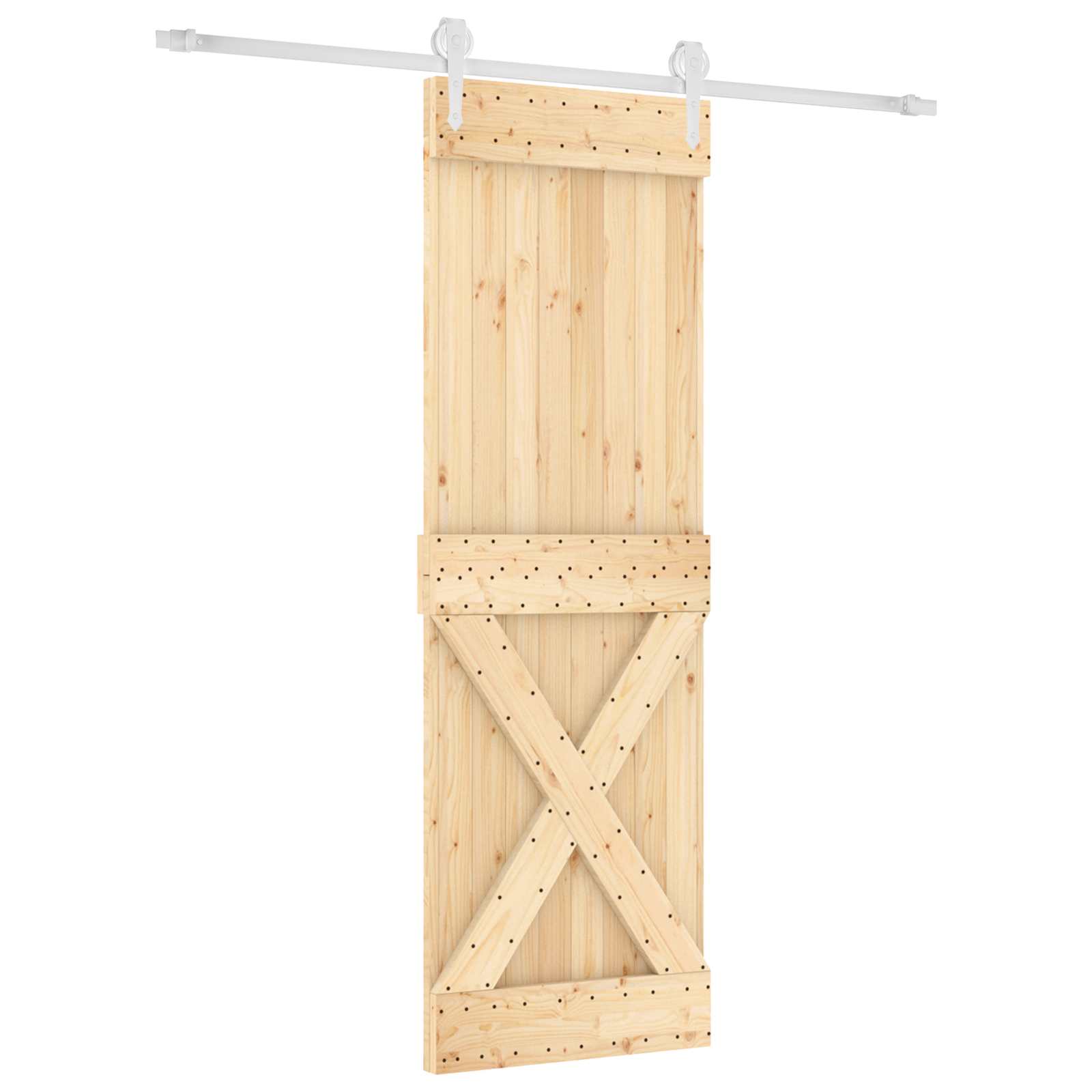 Schiebetür Natürlich und Weiß 70 x 210 cm Massivkiefer