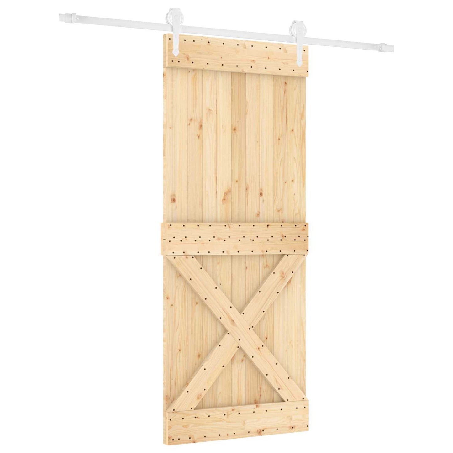 Schiebetür Natürlich und Weiß 85 x 210 cm Massivkiefer