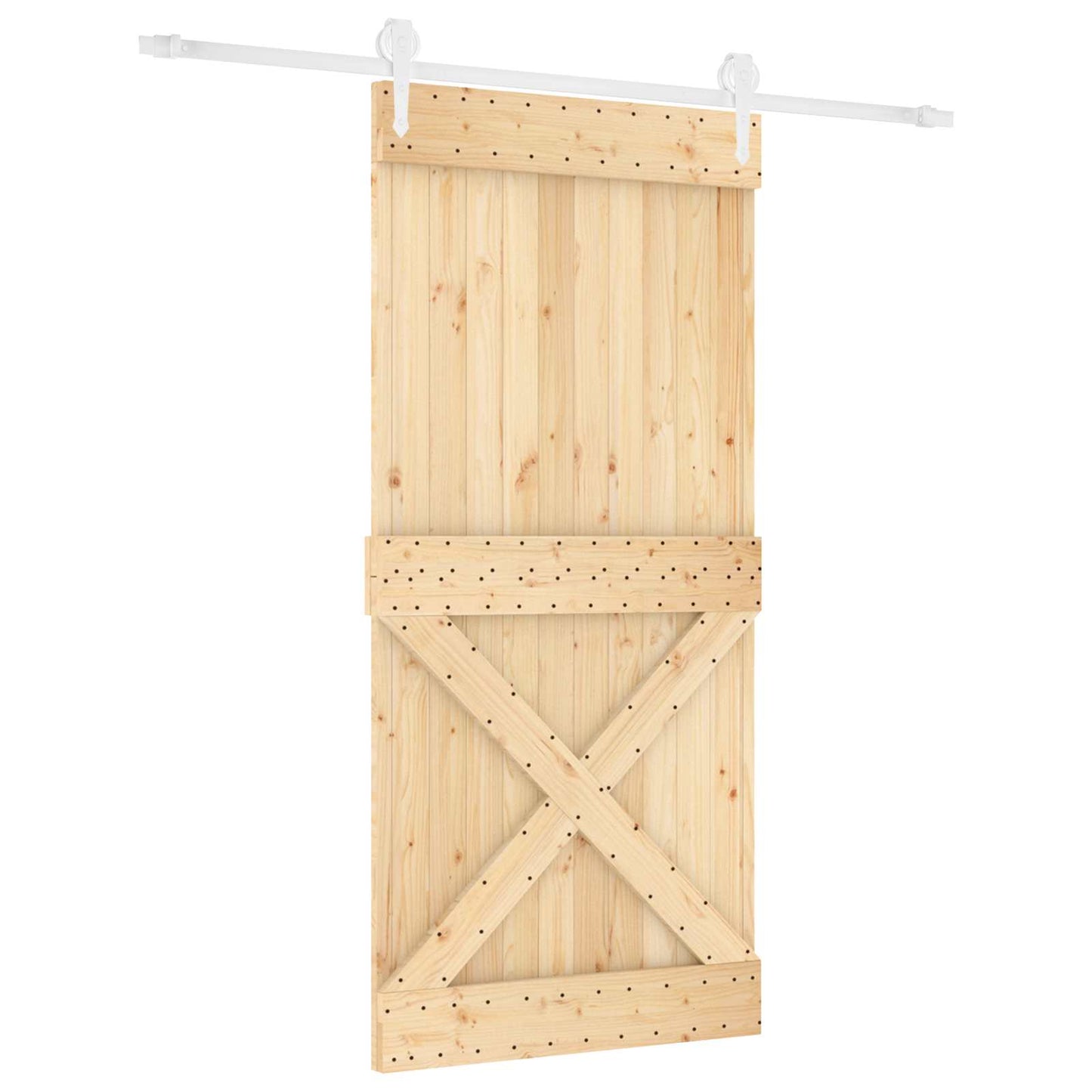 Schiebetür Natürlich und Weiß 95 x 210 cm Massivkiefer