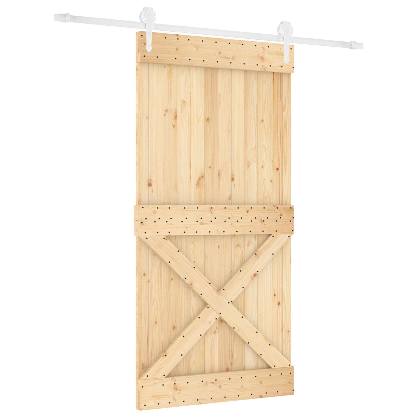 Schiebetür Natürlich und Weiß 100 x 210 cm Massivkiefer