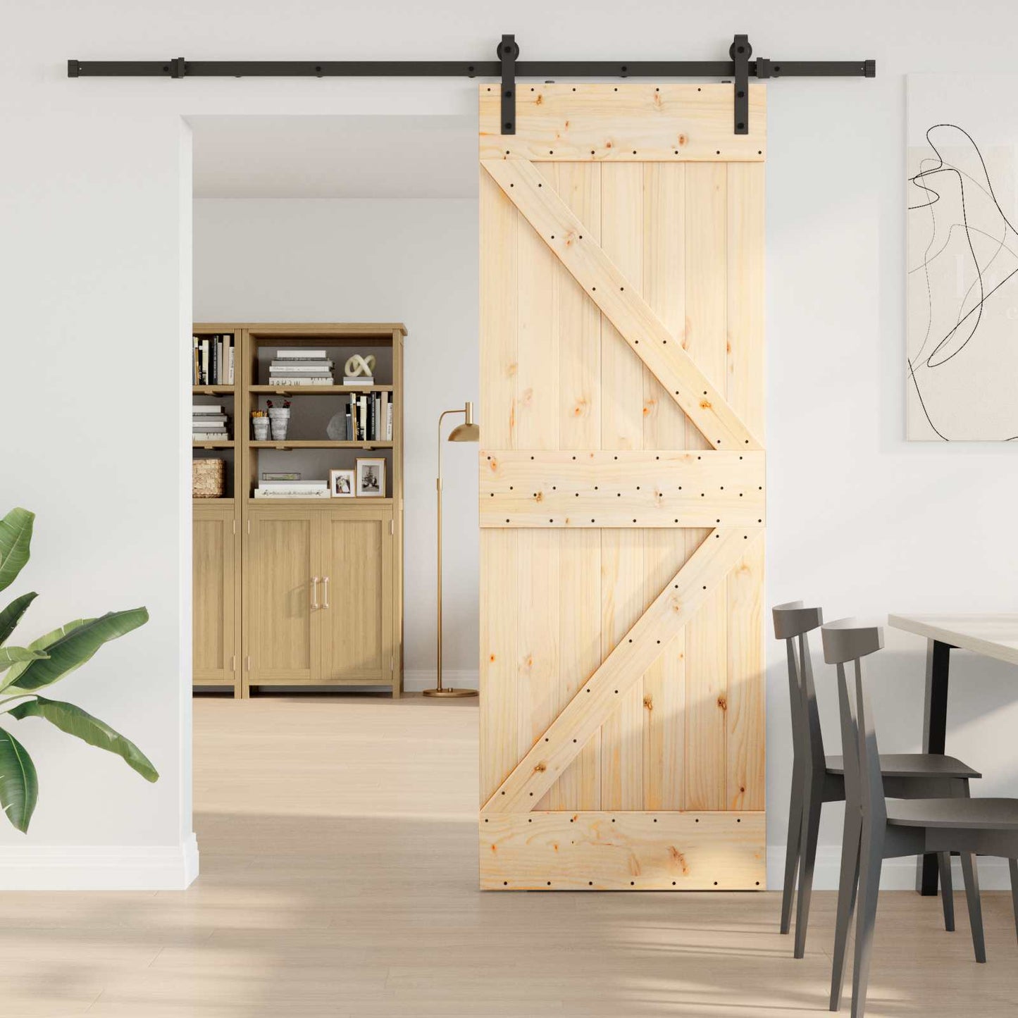 Schiebetür NARVIK Natürlich und Schwarz 70 x 210 cm (213,5 cm)