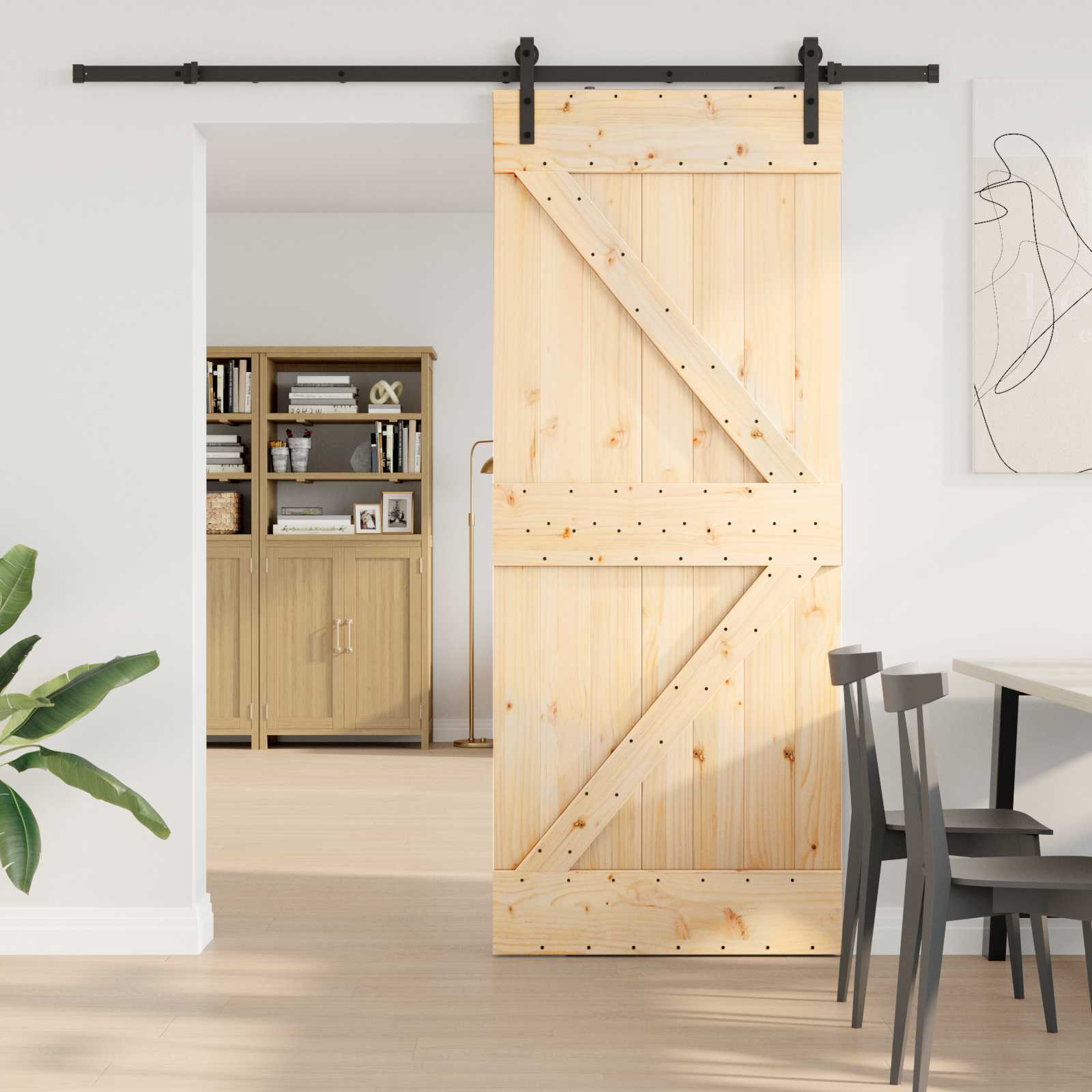 Schiebetür NARVIK Natürlich und Schwarz 85 x 210 cm (213,5 cm)