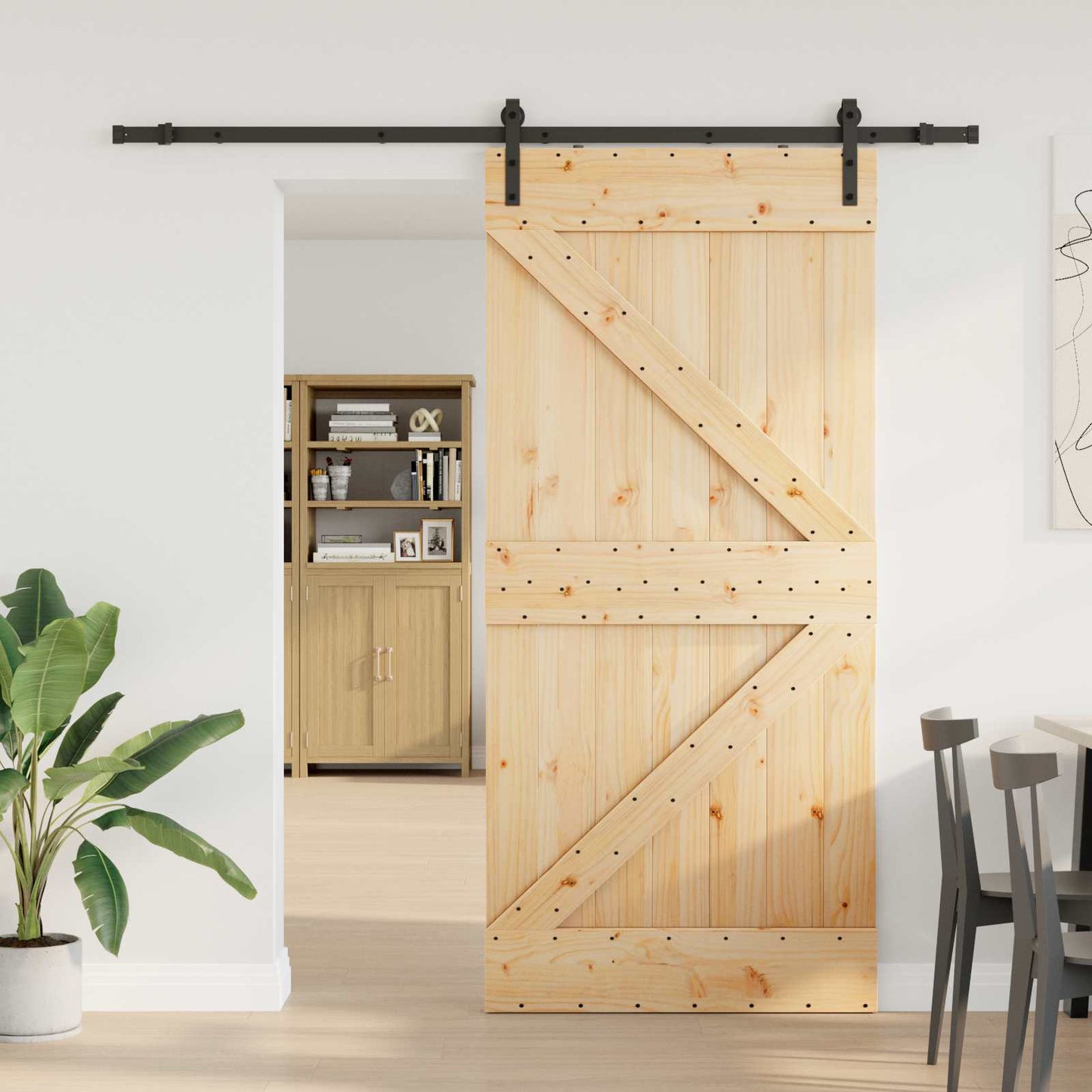 Schiebetür NARVIK Natürlich und Schwarz 80 x 210 cm (213,5 cm)