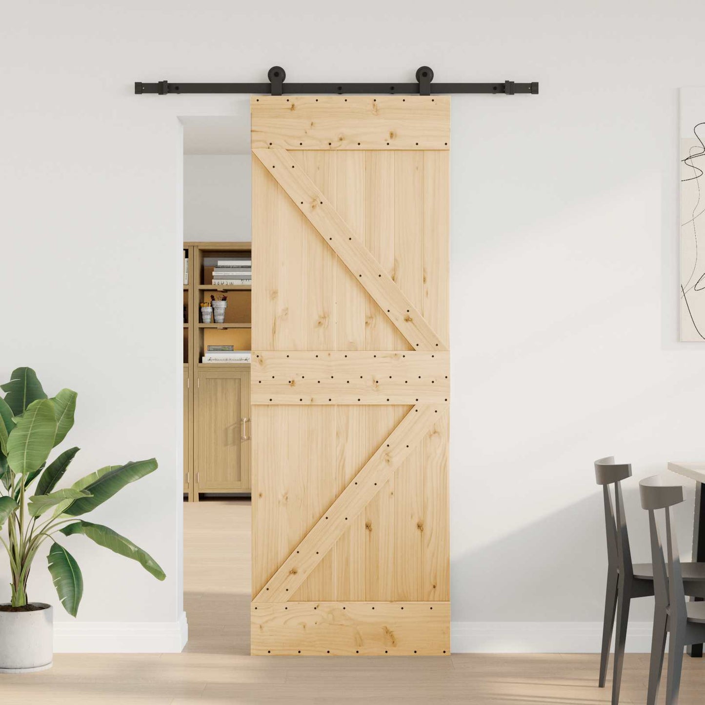 Schiebetür NARVIK 70 x 210 cm (152,5 cm) Natürlich und Schwarz