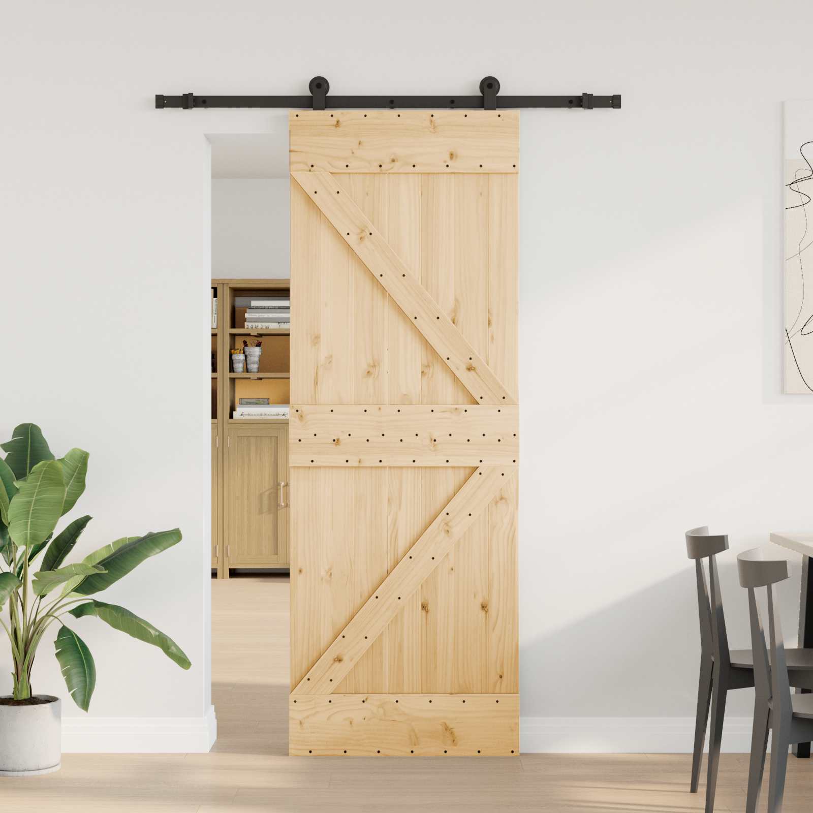 Schiebetür NARVIK 70 x 210 cm (152,5 cm) Natürlich und Schwarz