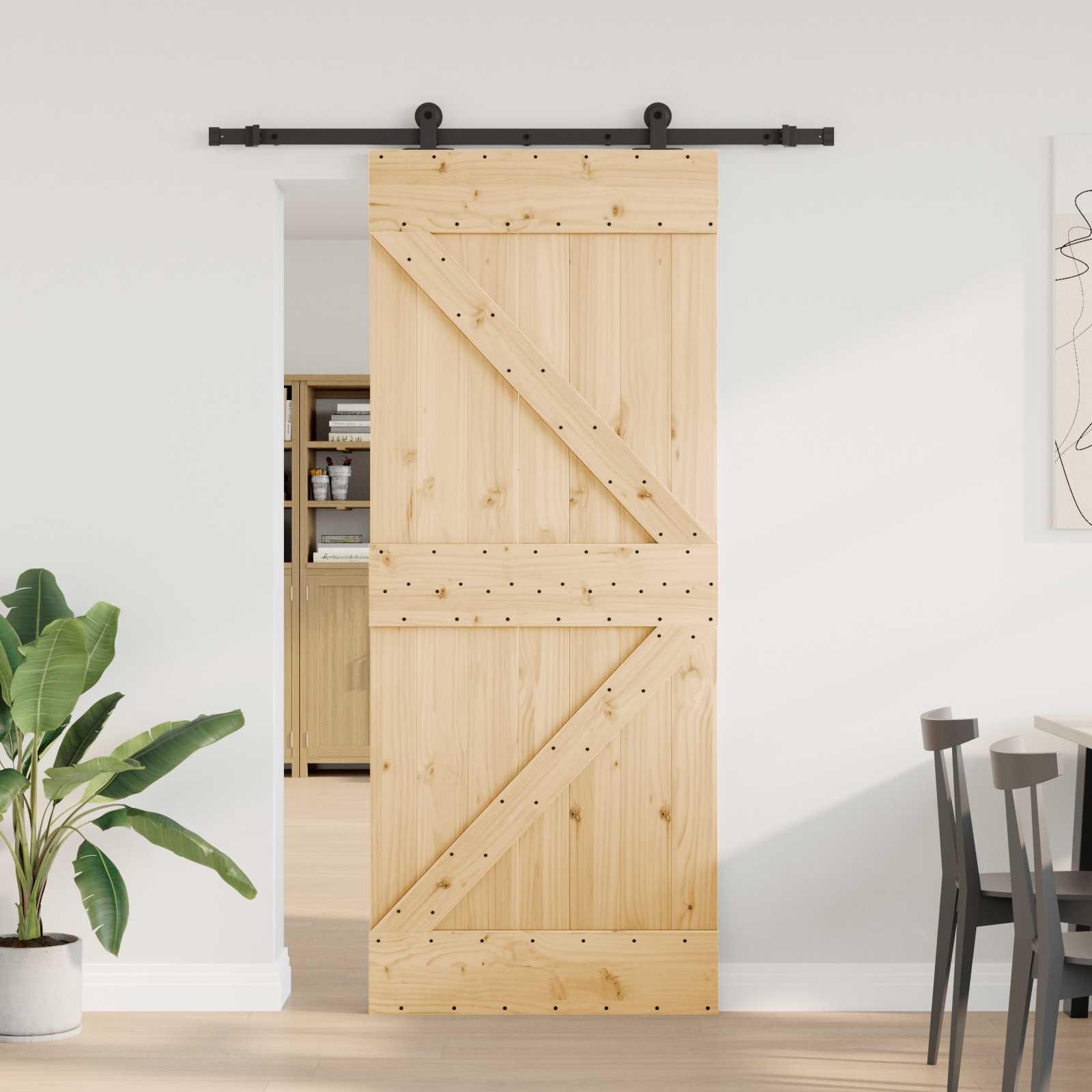 Schiebetür NARVIK 85 x 210 cm (152,5 cm) Natürlich und Schwarz