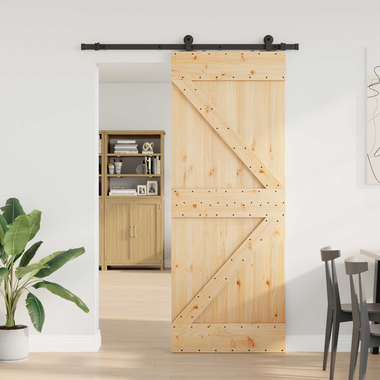 Schiebetür NARVIK 80 x 210 cm (152,5 cm) Natürlich und Schwarz