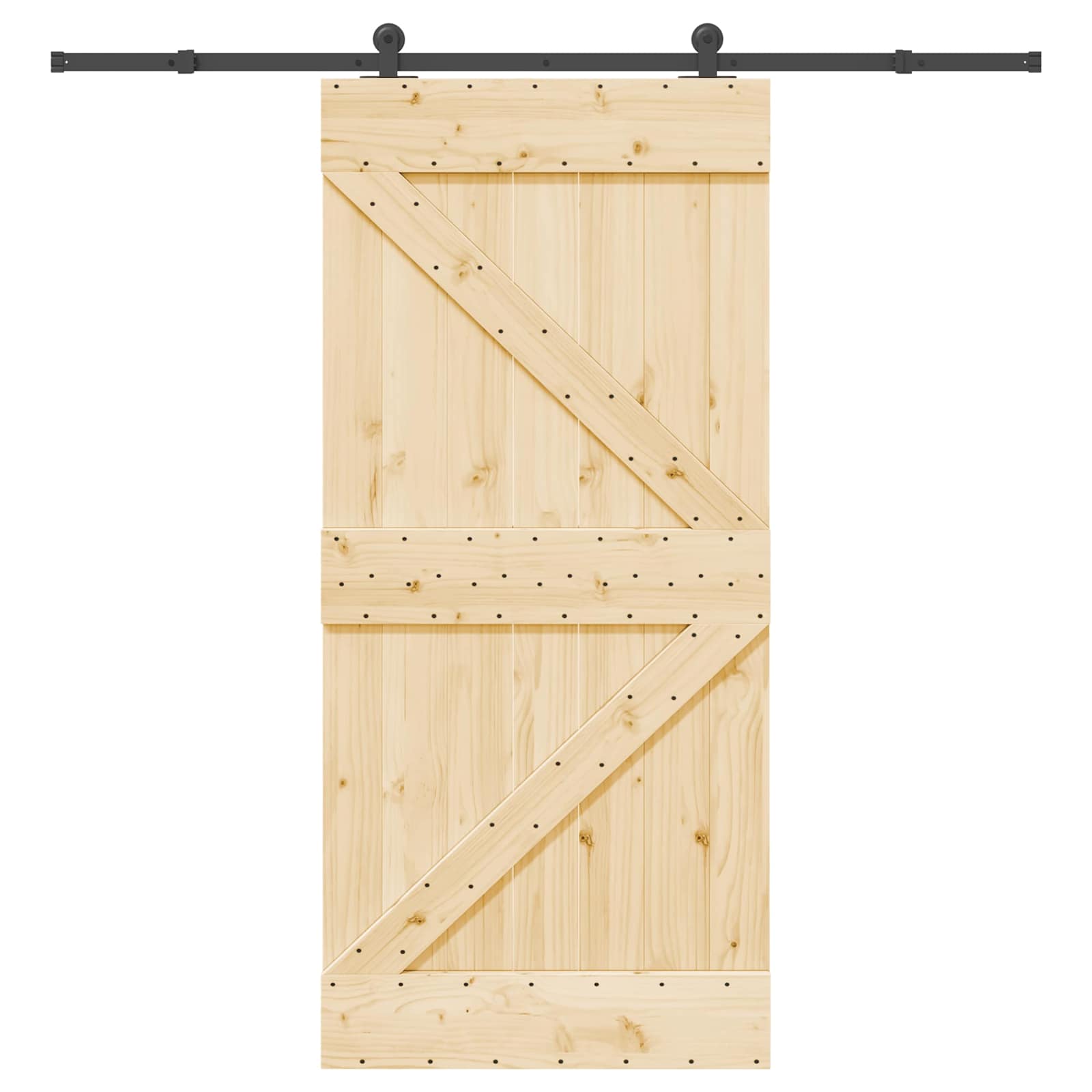 Schiebetür NARVIK Natürlich und Schwarz 95 x 210 cm (213,5 cm)