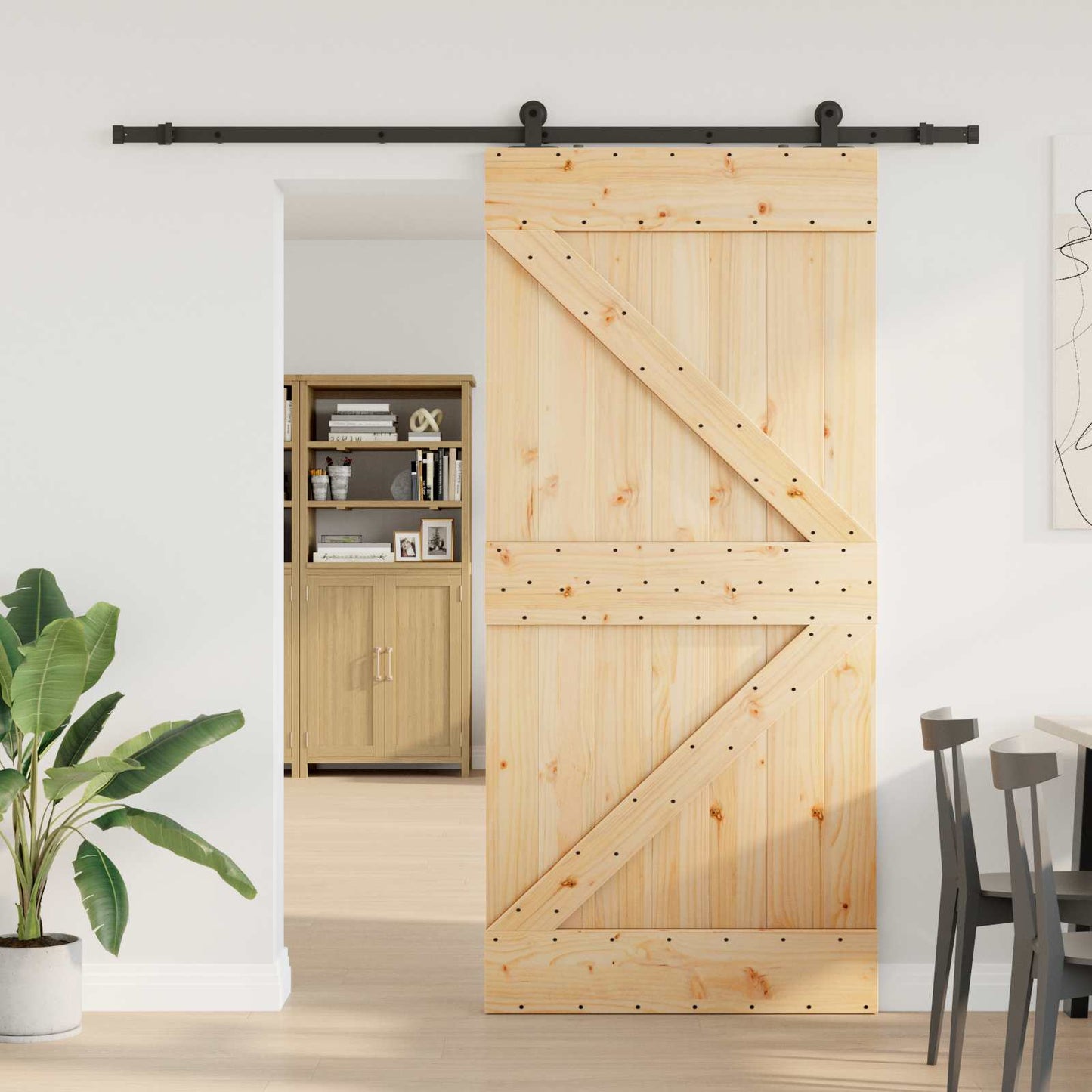 Schiebetür NARVIK Natürlich und Schwarz 80 x 210 cm (213,5 cm)