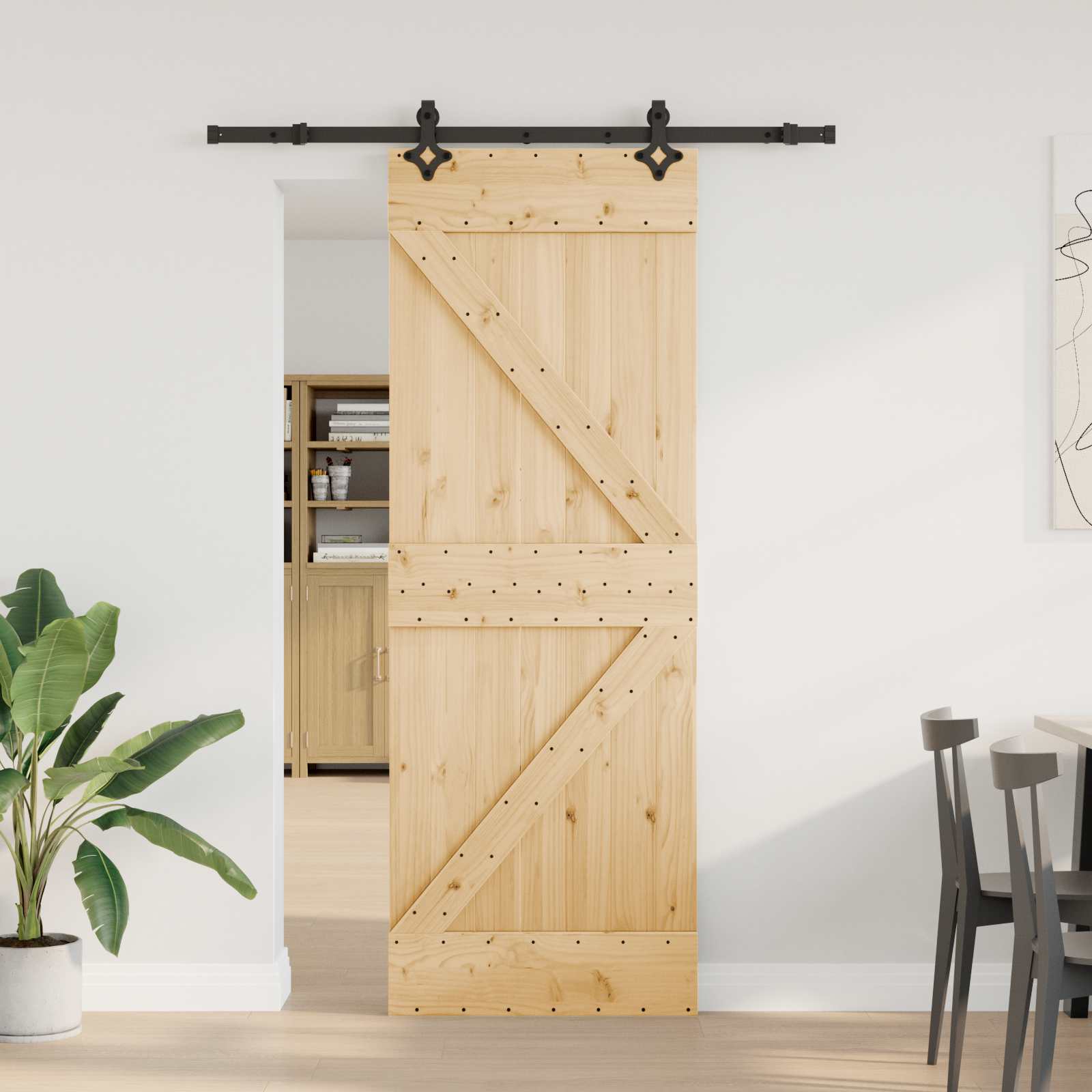Schiebetür NARVIK Natürlich und Schwarz 70 x 210 cm (152,5 cm)