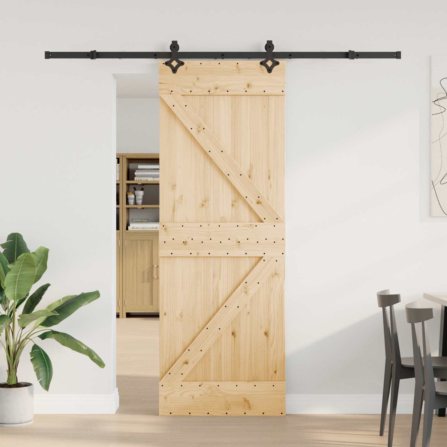 Schiebetür NARVIK Natürlich und Schwarz 70 x 210 cm (213,5 cm)