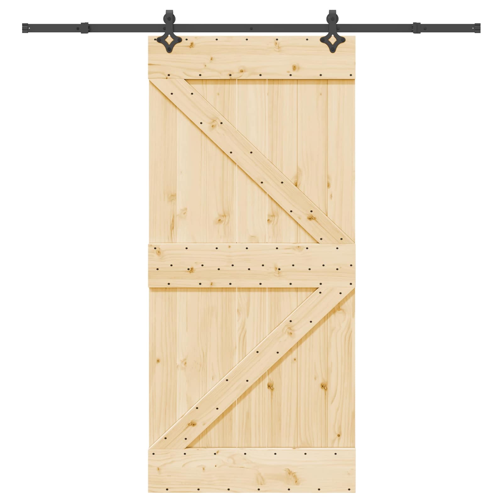 Schiebetür NARVIK Natürlich und Schwarz 95 x 210 cm (213,5 cm)