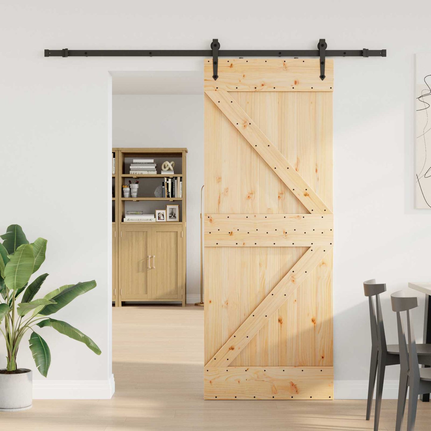Schiebetür NARVIK Natürlich und Schwarz 80 x 210 cm (213,5 cm)