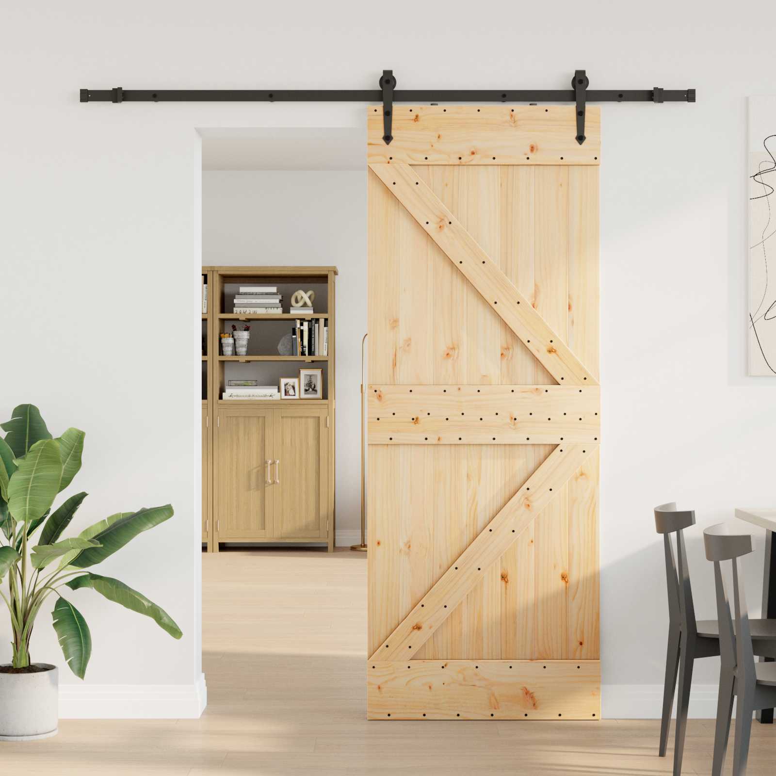 Schiebetür NARVIK Natürlich und Schwarz 80 x 210 cm (213,5 cm)