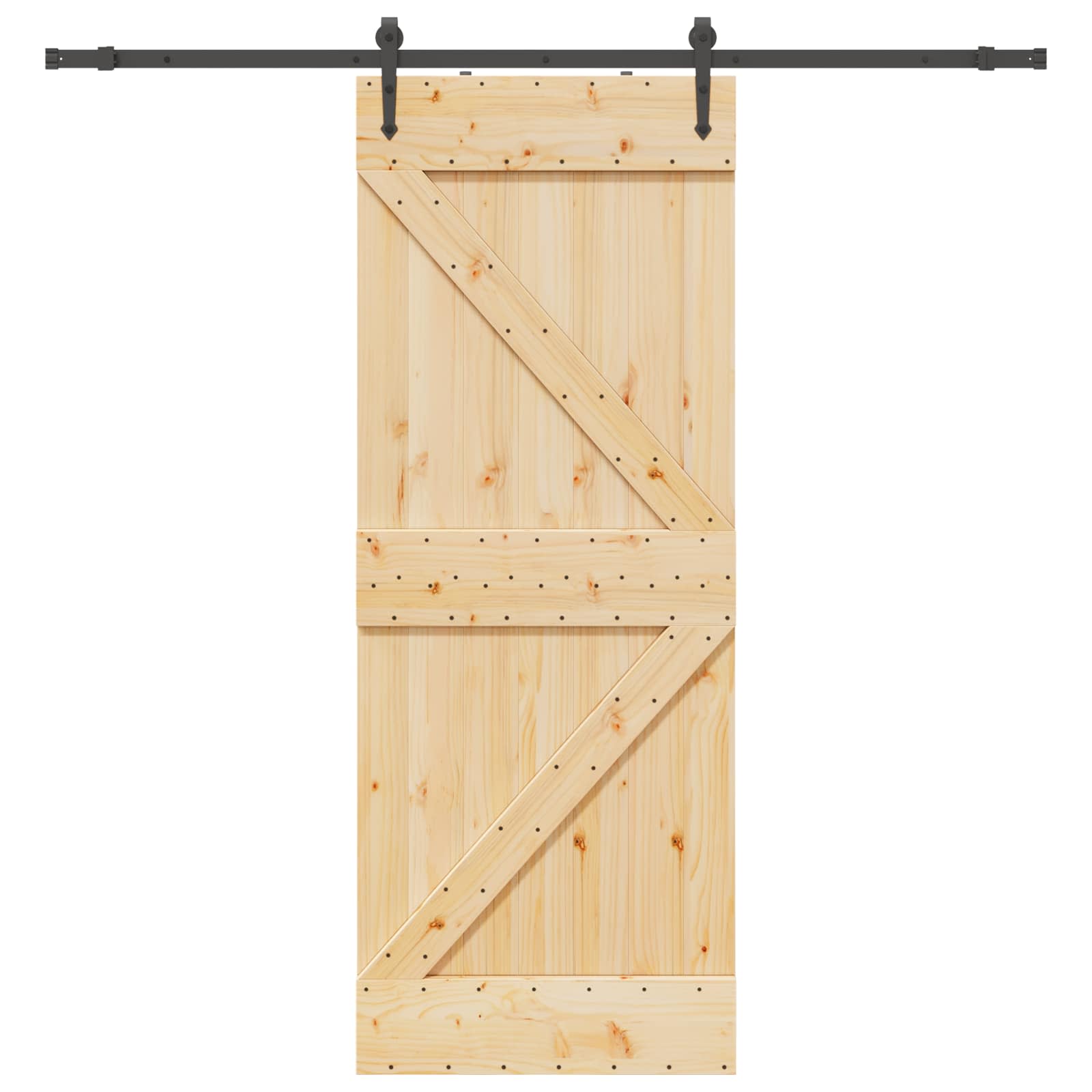 Schiebetür NARVIK Natürlich und Schwarz 80 x 210 cm (213,5 cm)
