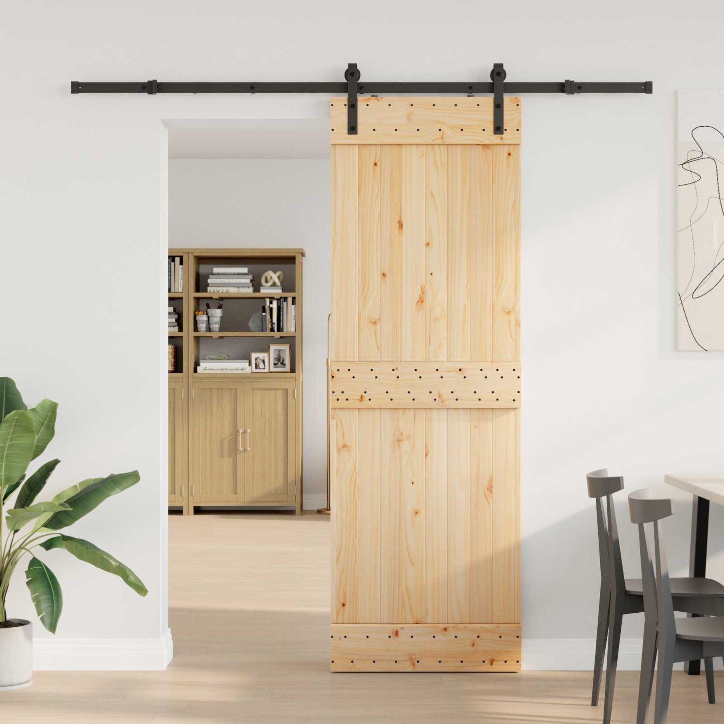 Schiebetür NARVIK Natürlich und Schwarz 70 x 210 cm (213,5 cm)