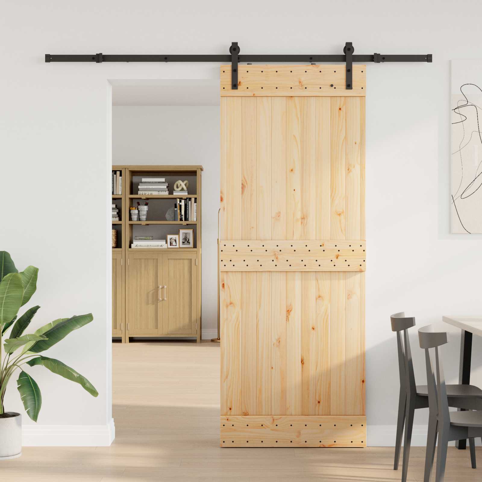 Schiebetür NARVIK Natürlich und Schwarz 80 x 210 cm (213,5 cm)