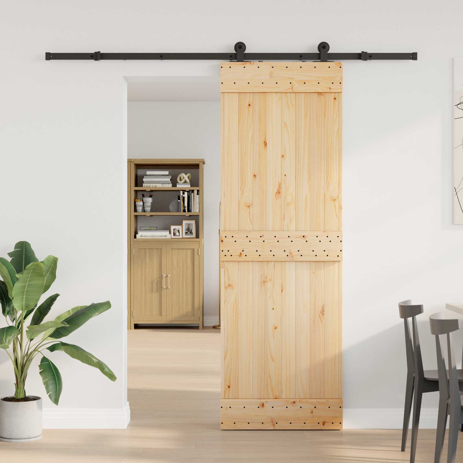 Schiebetür NARVIK Natürlich und Schwarz 70 x 210 cm (213,5 cm)