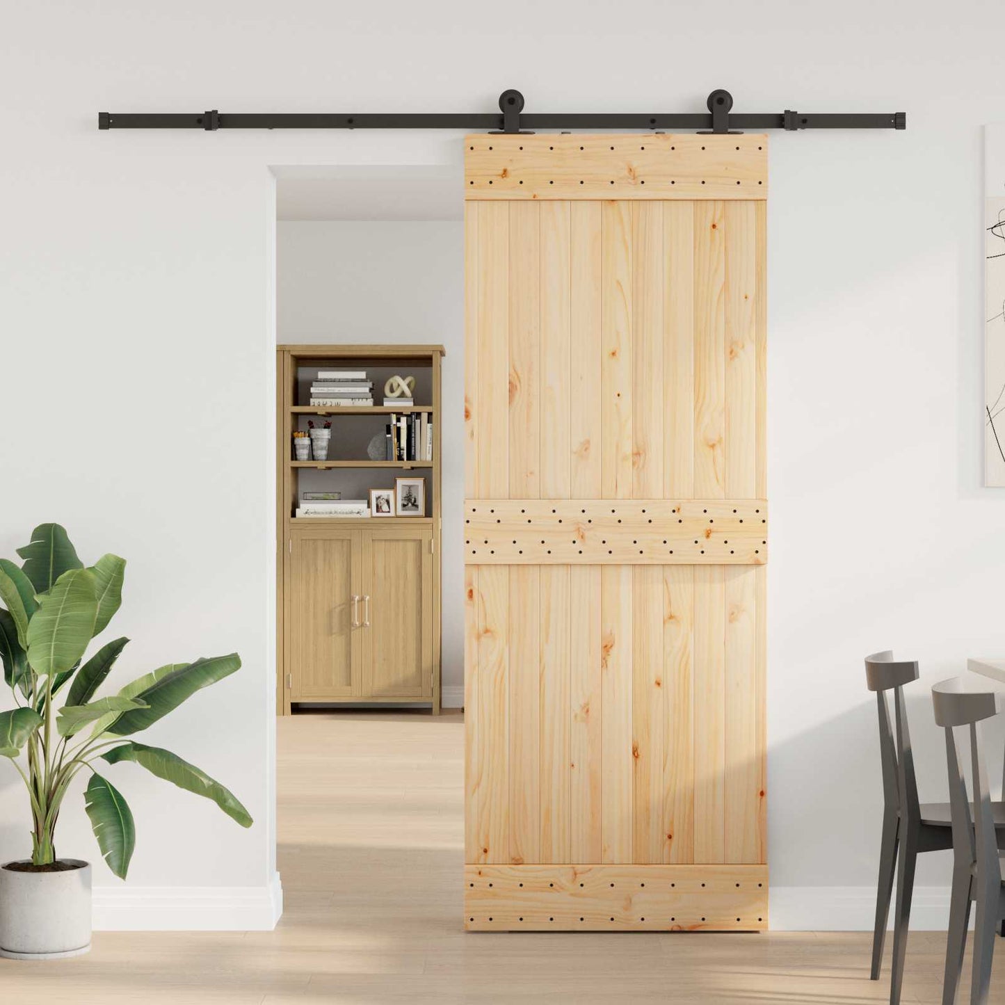 Schiebetür NARVIK 80 x 210 cm (213,5 cm) Natürlich und Schwarz