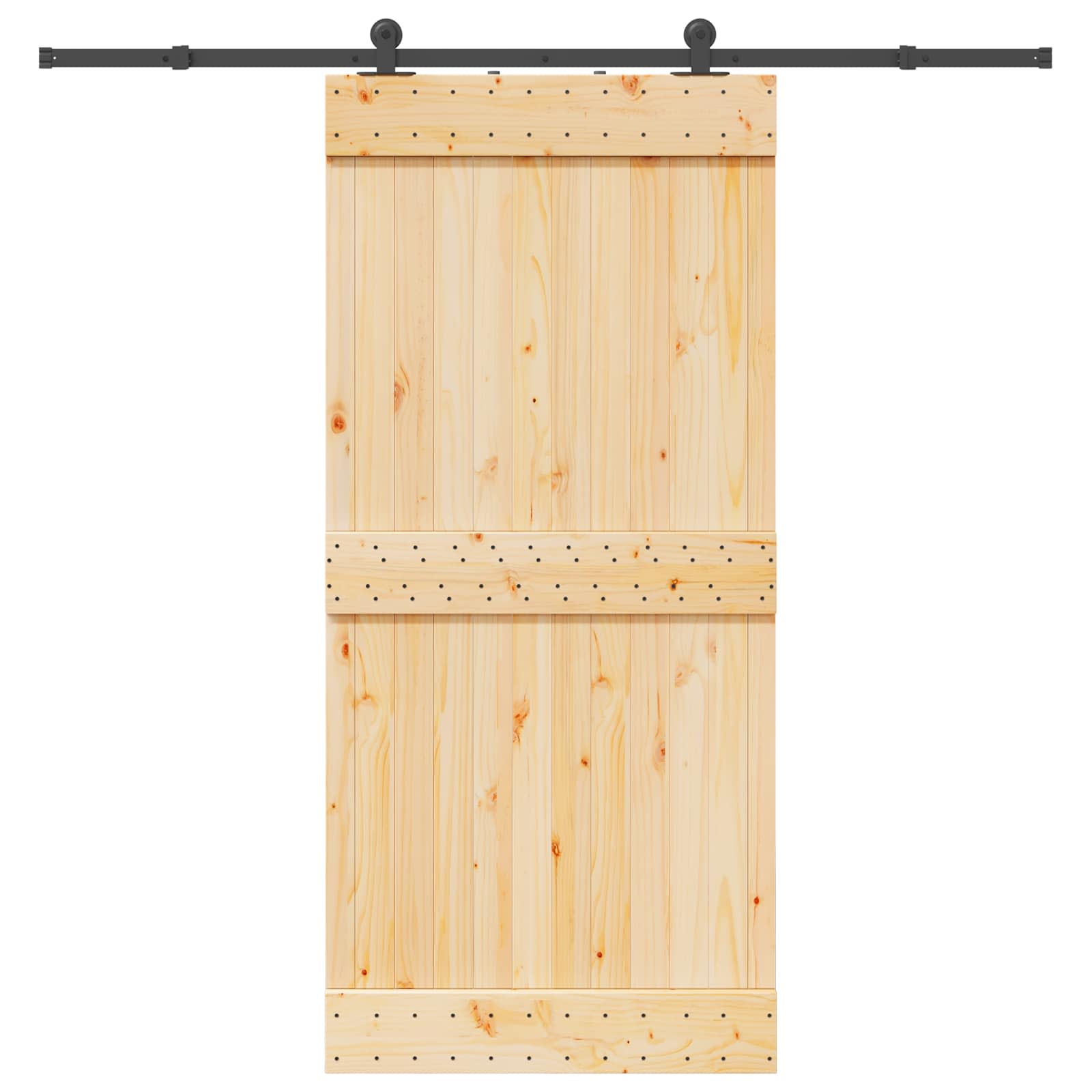 Schiebetür NARVIK Natürlich und Schwarz 95 x 210 cm (213,5 cm)