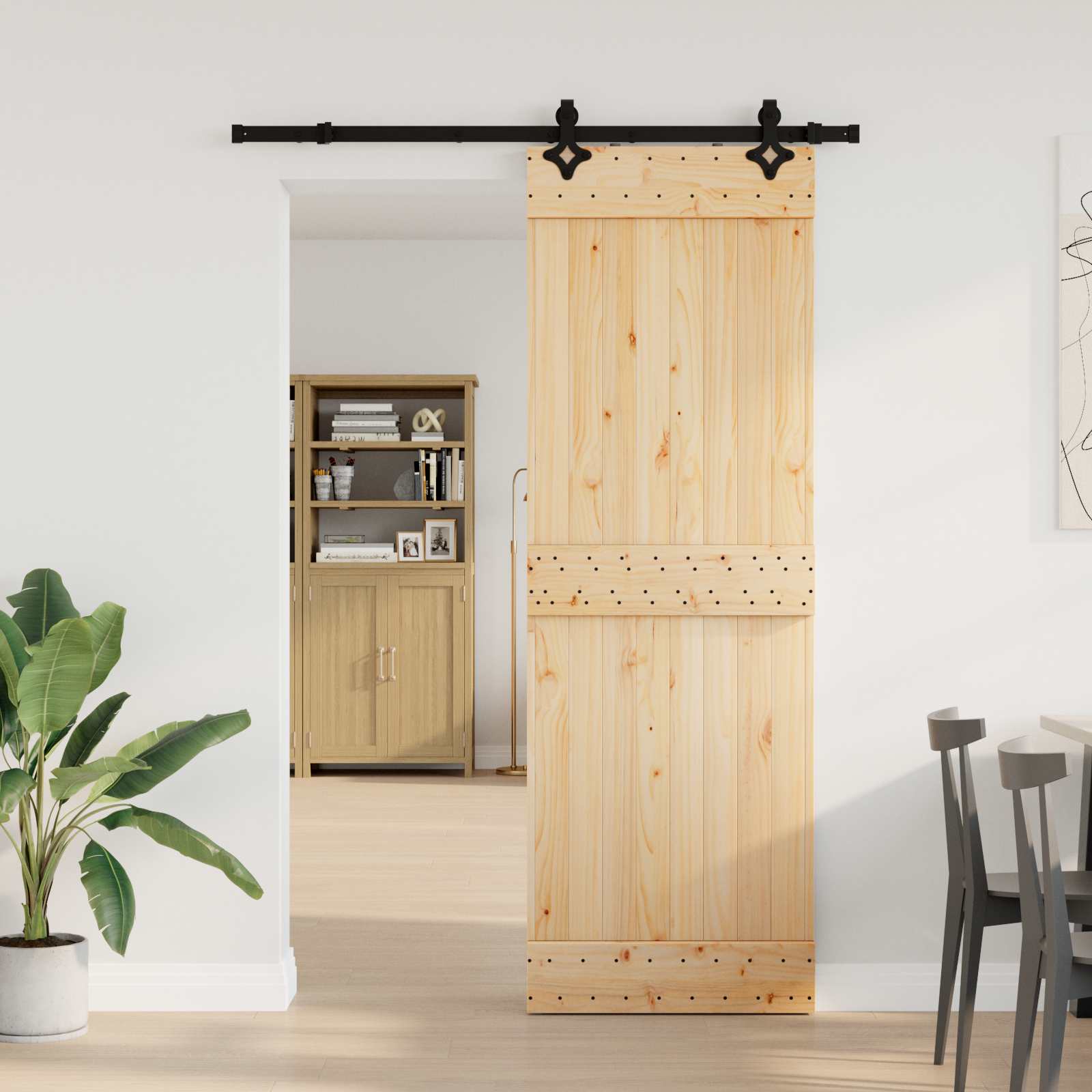 Schiebetür NARVIK Natürlich und Schwarz 70 x 210 cm (152,5 cm)