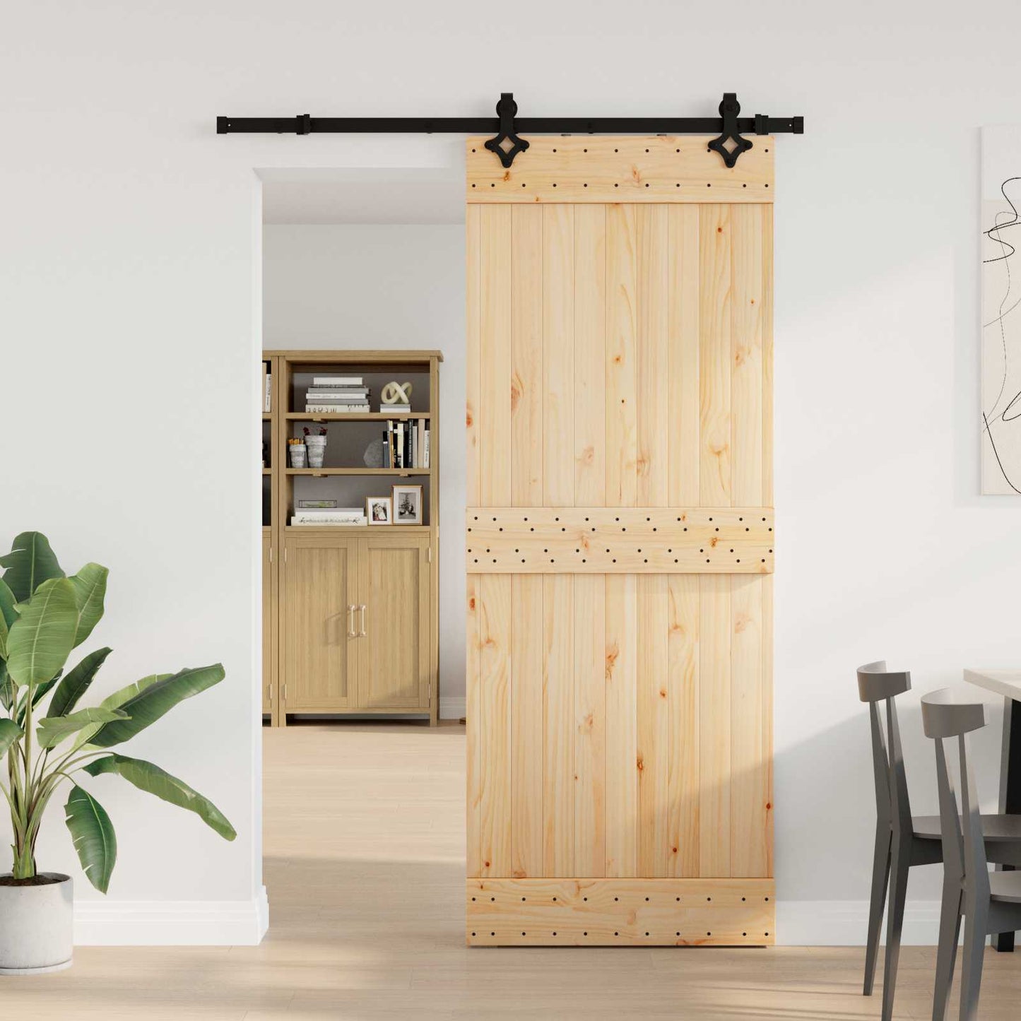 Schiebetür NARVIK Natürlich und Schwarz 80 x 210 cm (152,5 cm)