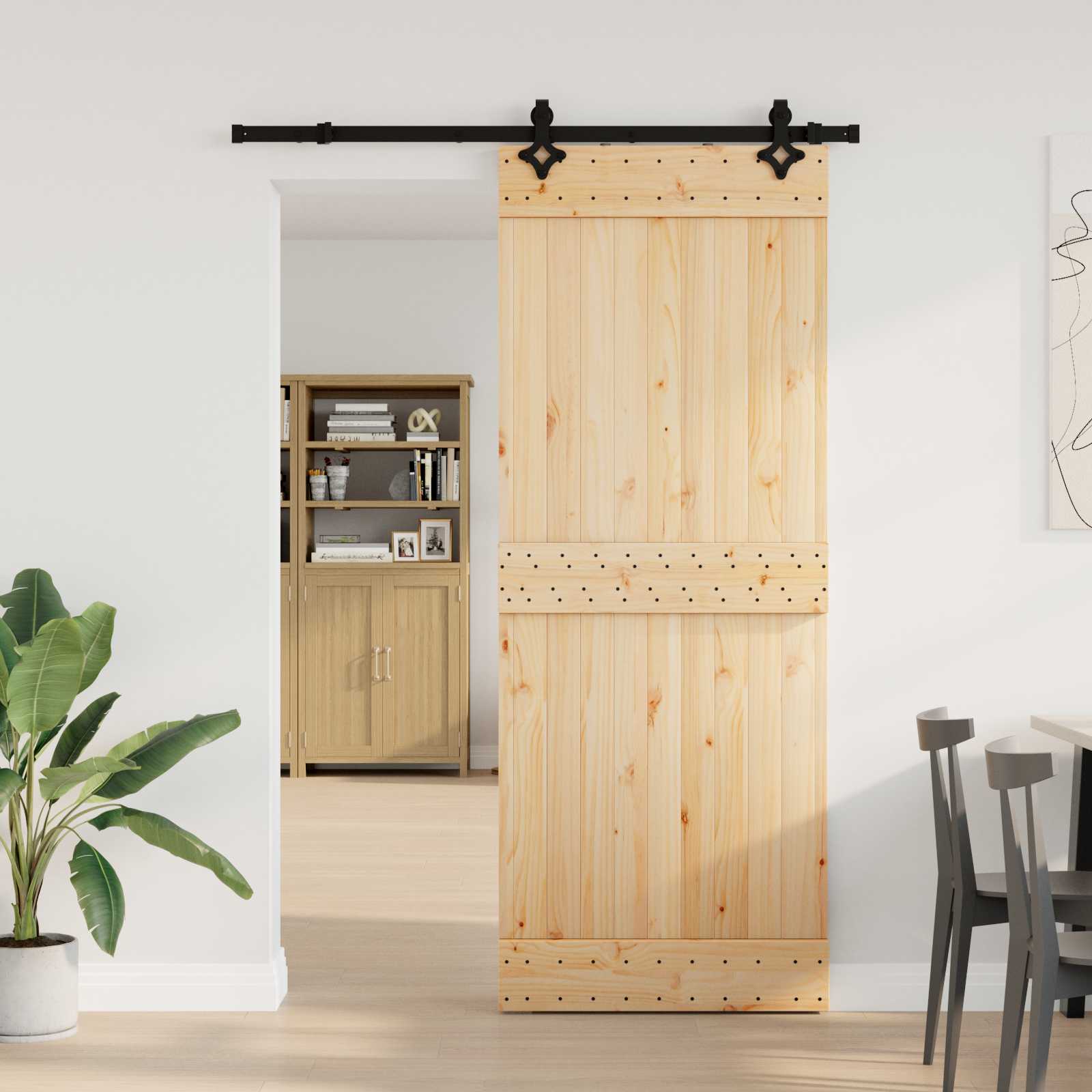 Schiebetür NARVIK Natürlich und Schwarz 80 x 210 cm (152,5 cm)