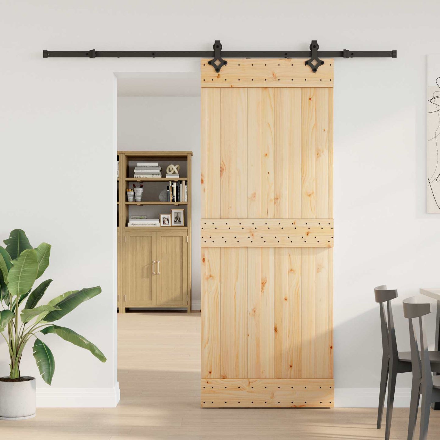 Schiebetür NARVIK Natürlich und Schwarz 80 x 210 cm (213,5 cm)
