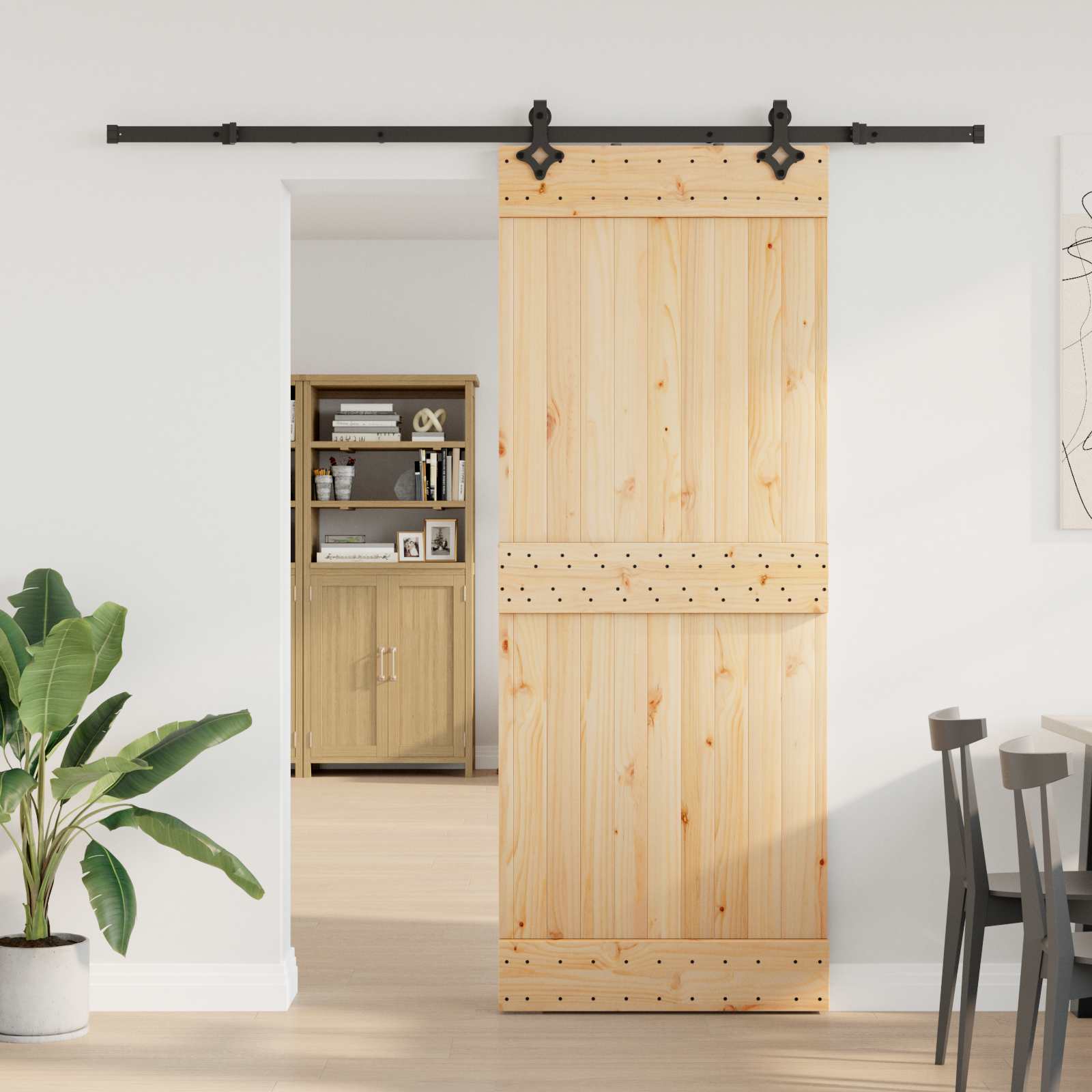 Schiebetür NARVIK Natürlich und Schwarz 80 x 210 cm (213,5 cm)