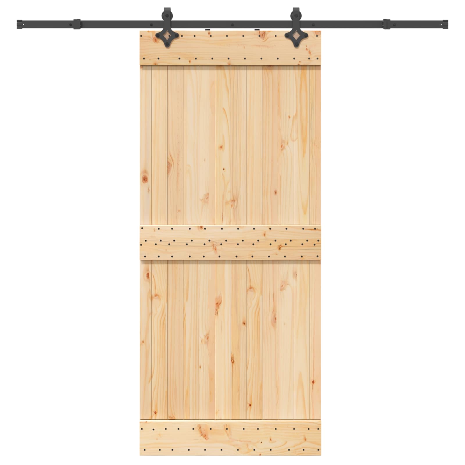 Schiebetür NARVIK Natürlich und Schwarz 90 x 210 cm (213,5 cm)